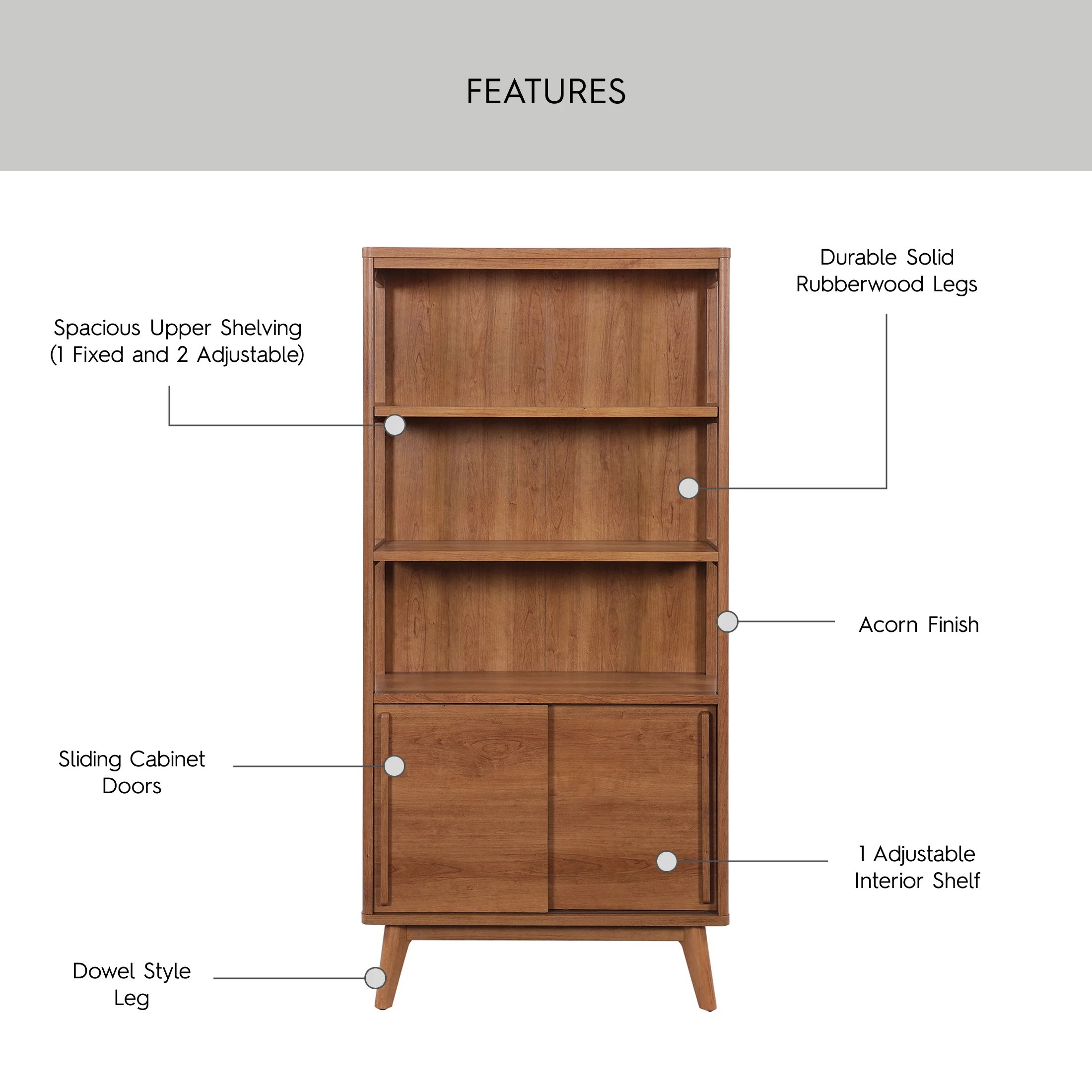 Greyson Bookcase, Acorn Finish - Image 3