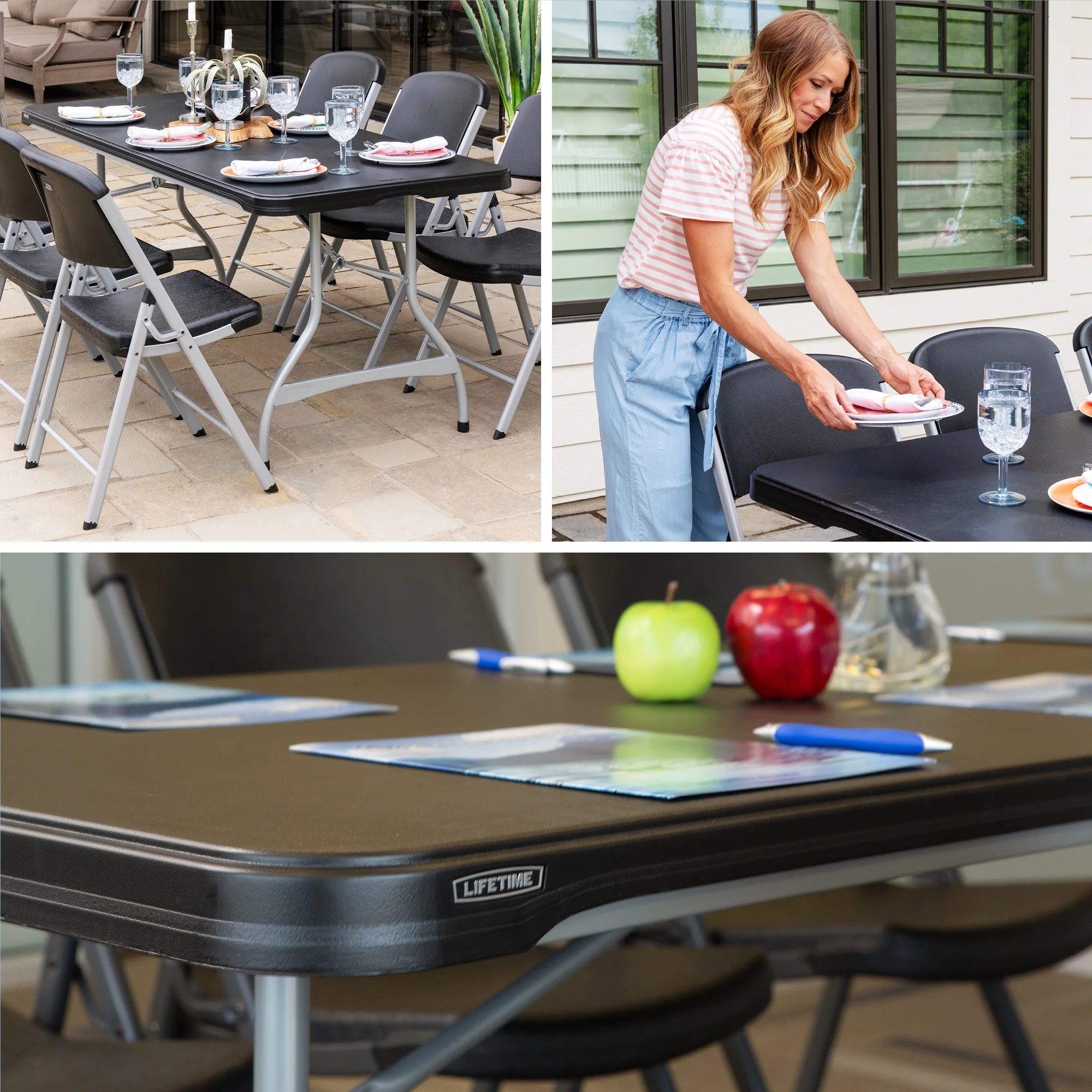6 ft. Nesting Rectangle Folding Tables, Indoor/Outdoor, Black, 4 Pack (480350) - Image 8