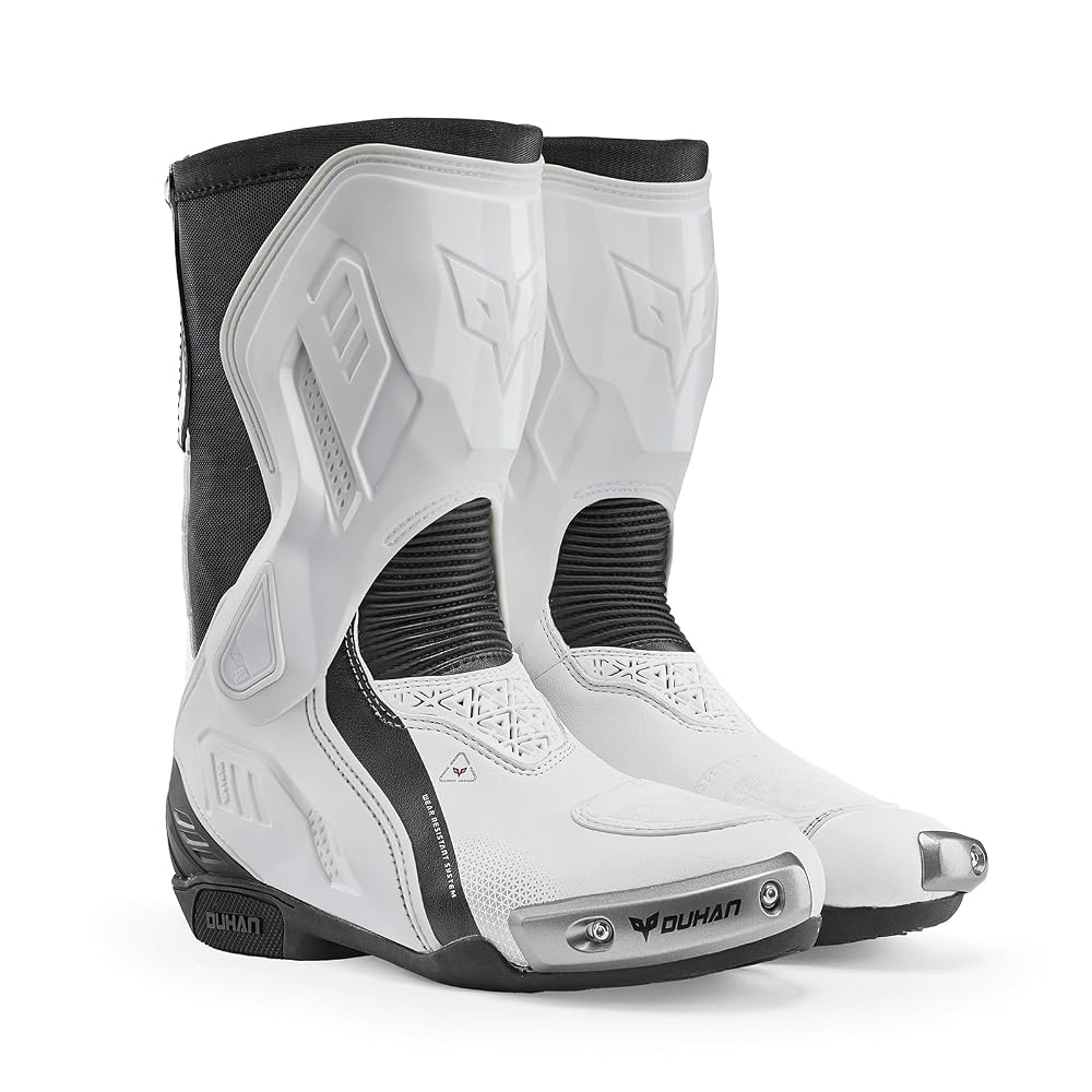 Motorcycle Boots for Men and Women, Motocross Racing Boots with Dual-Axis System Anti-Slip Sole, Leather Riding Boots for Road Sports Protection