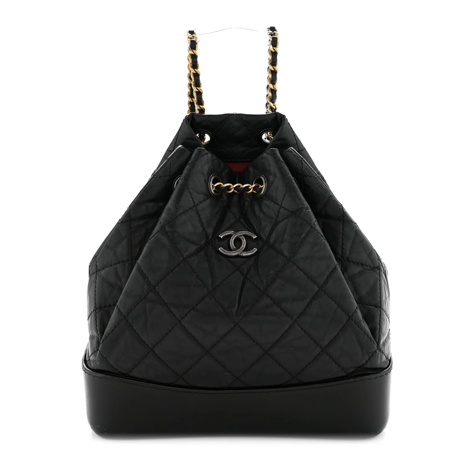 Aged Calfskin Quilted Small Gabrielle Backpack Black
