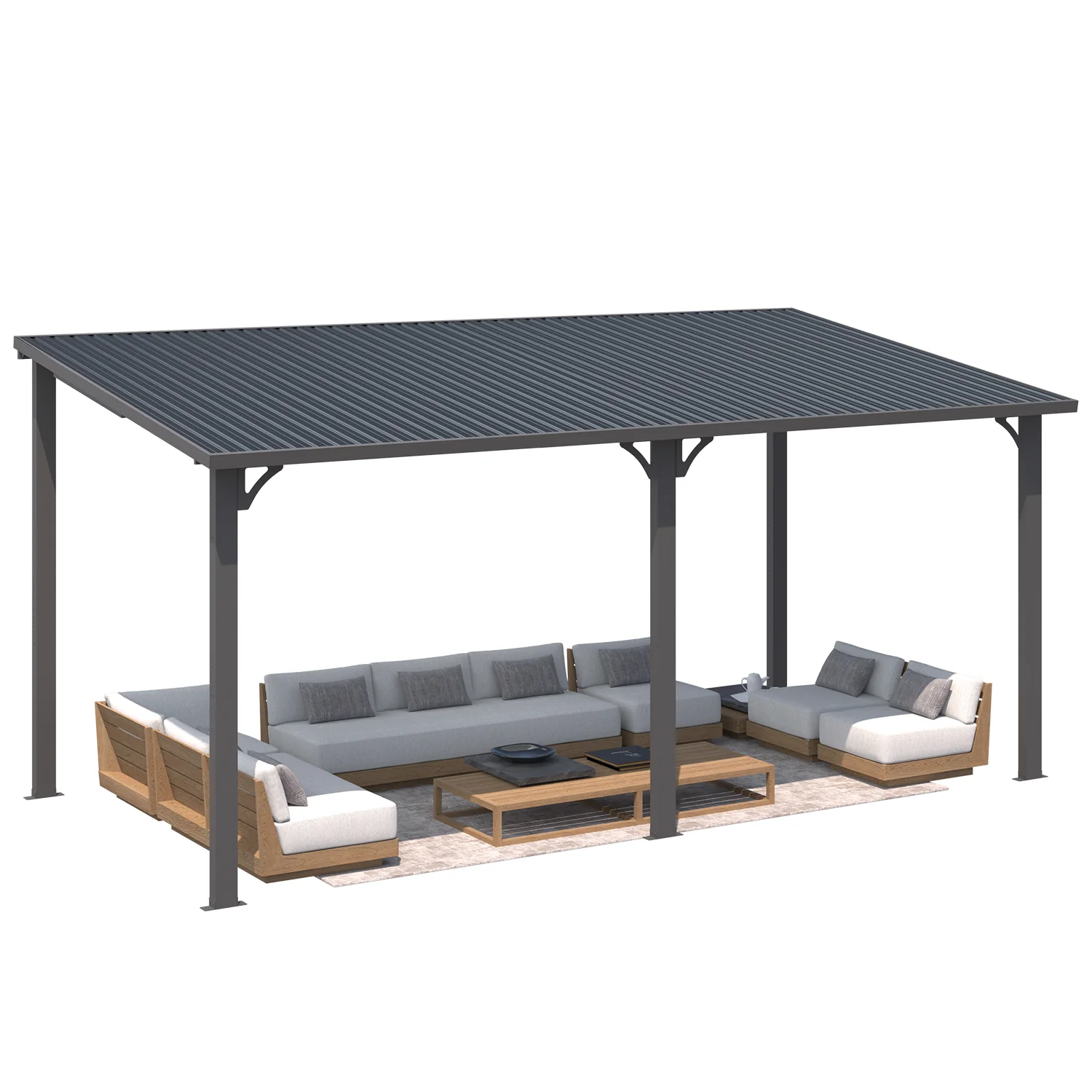 AECOJOY 16' x 8' Hardtop Gazebo Outdoor Pergola Lean to Metal Pergolas