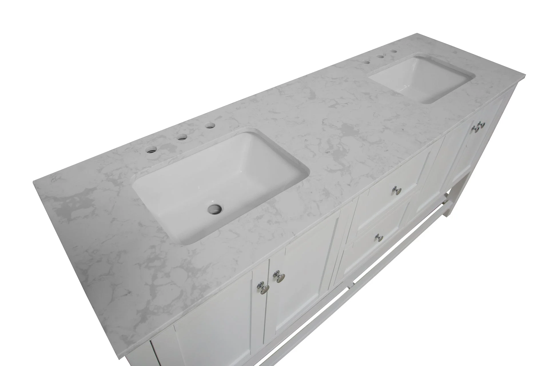 72" Double Bathroom Vanity with White Cabinet and Engineered Carrara Top(White) - Image 8