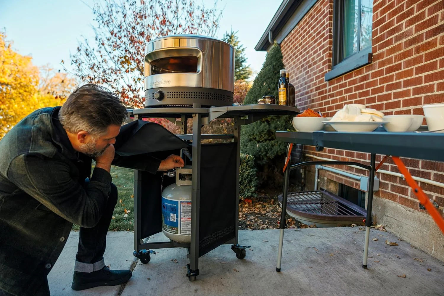 Pizza Oven Cart for Outdoor Pi Pizza Ovens | Portable Pizza Oven Table, Compatible with the entire Pi family, Locking Wheels, Foldable Shelves, Steel, Height: 35.75 in, Weight: 43 lbs - Image 7