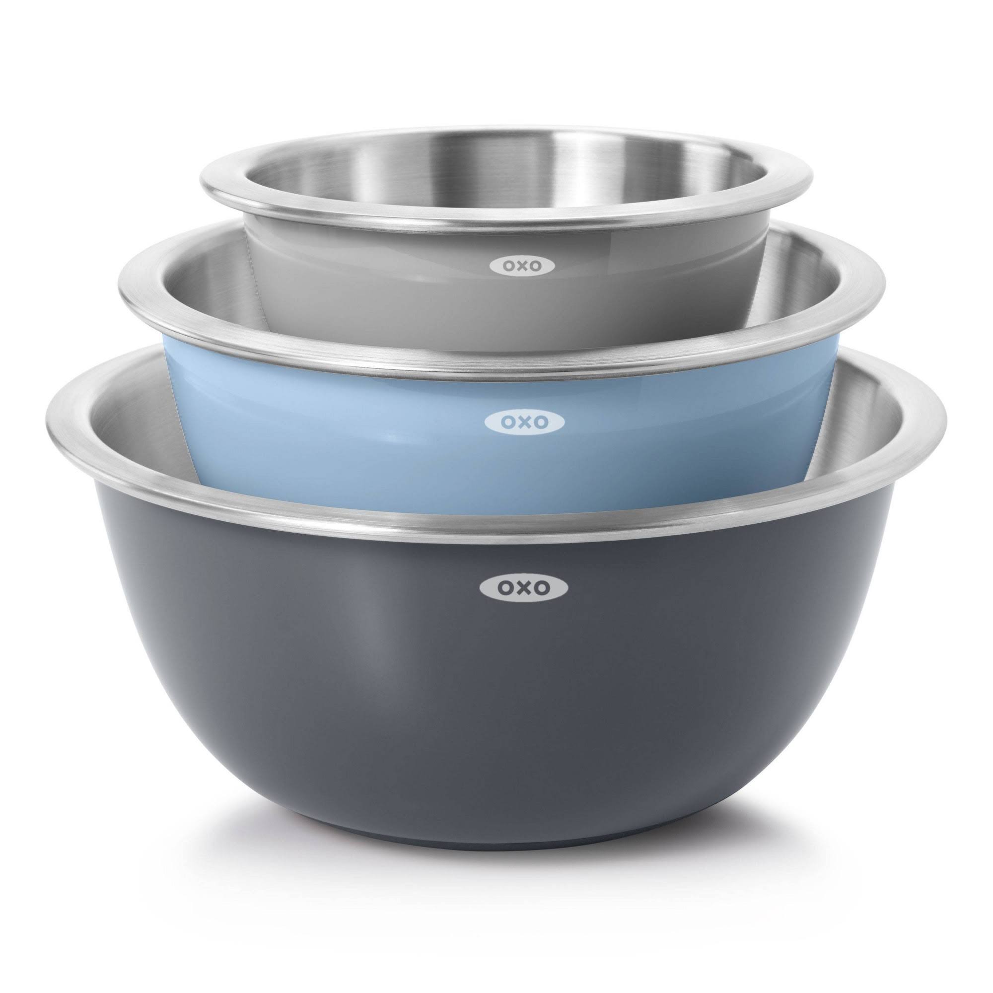 OXO 3PC Insulated Stainless Steel Mixing Bowl Set - Gray