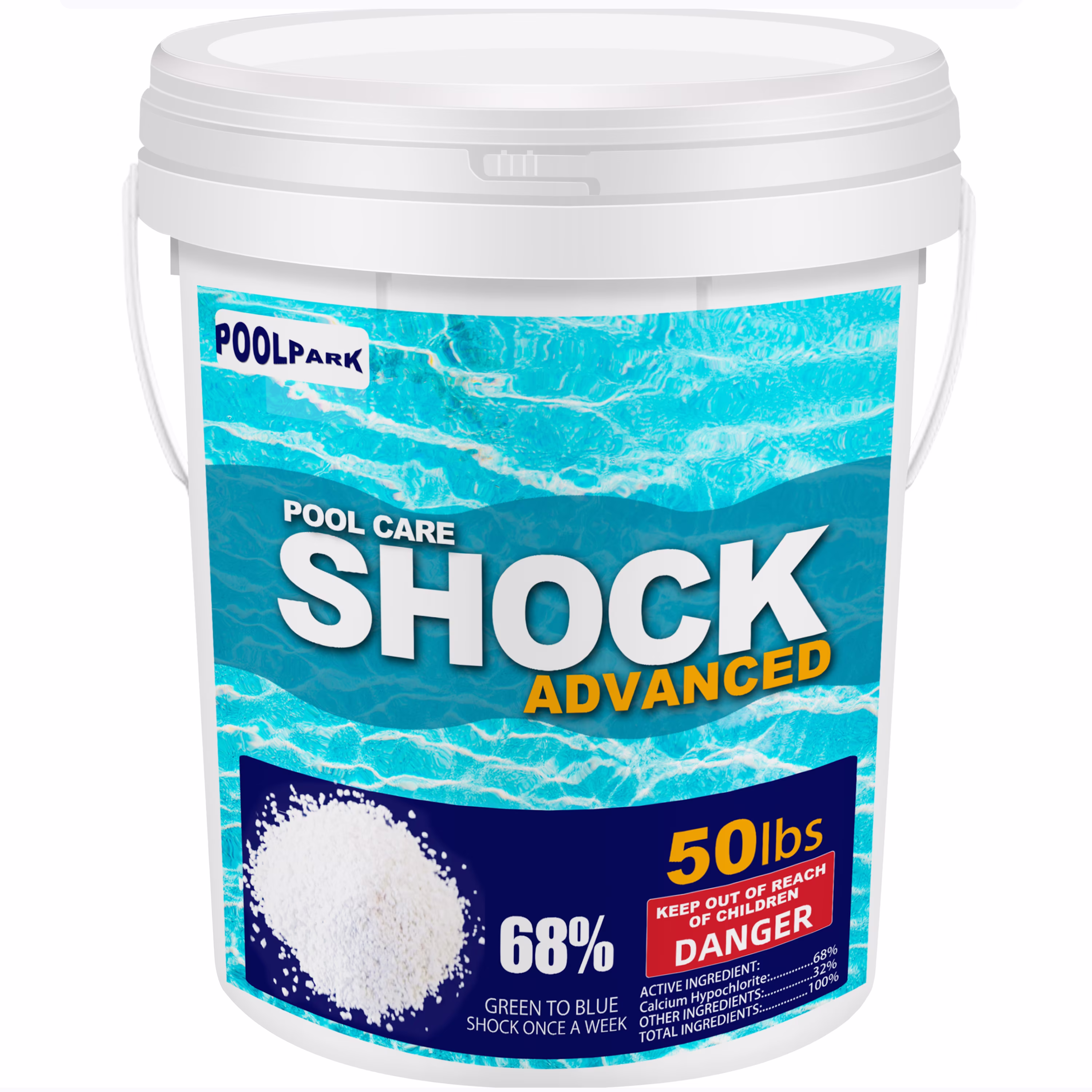 50 lb 68% Calcium Hypochlorite Pool Shock for Swimming Pools - Chlorine Granules Swimming