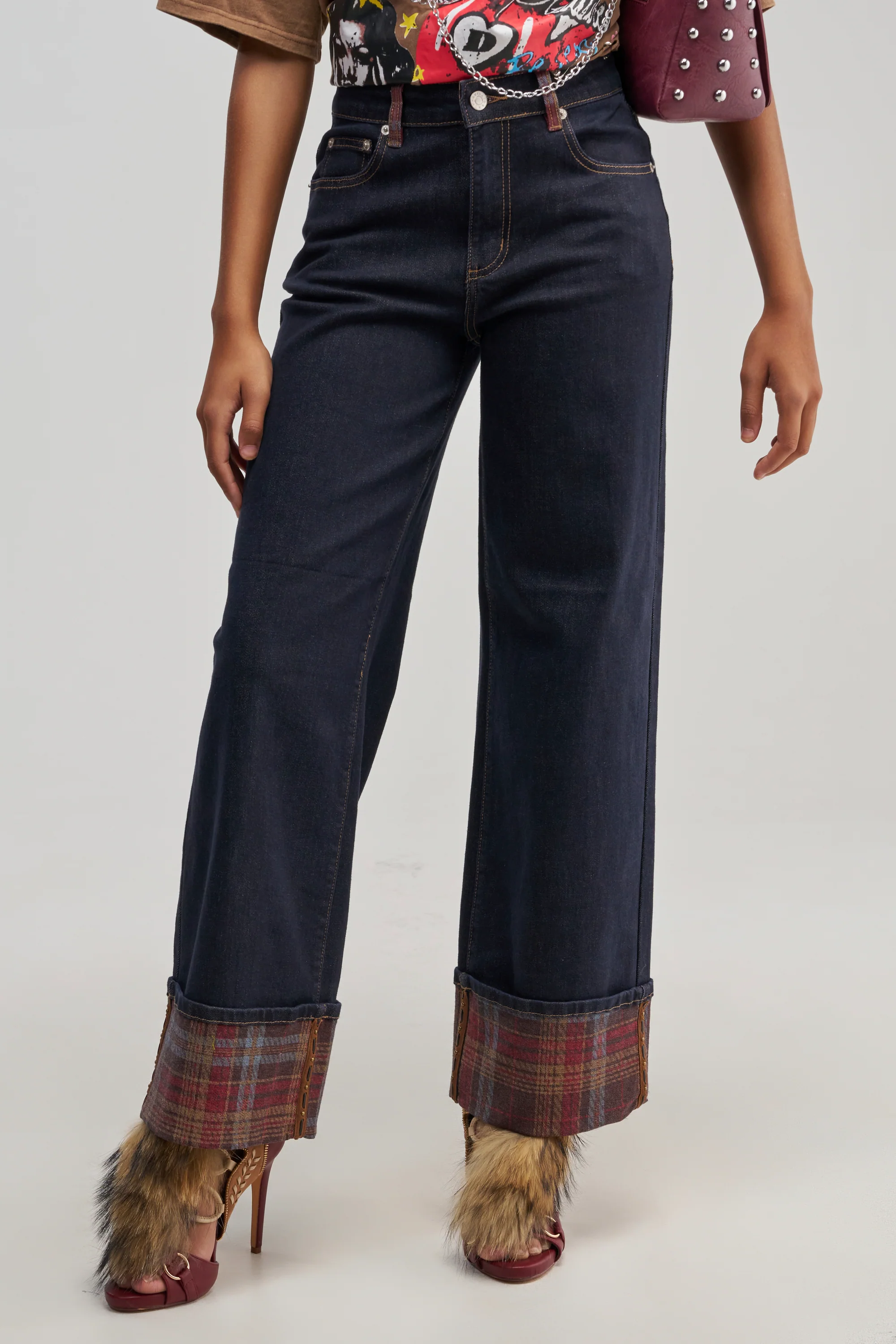 THE COOL PLAID JEANS STRAIGHT FIT - Akira Store