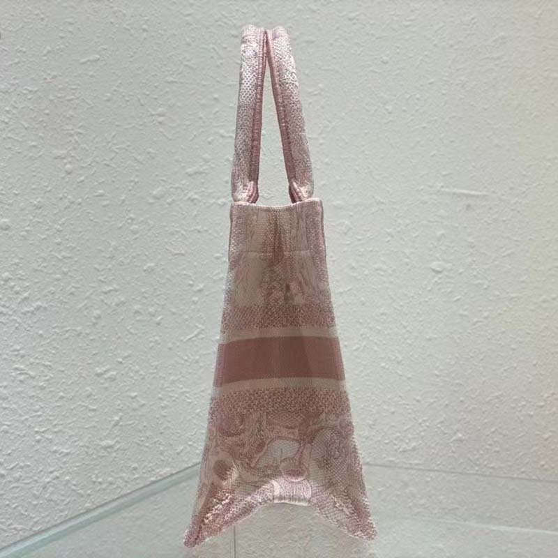 CD Unisex CD Small Book Tote Fluorescent Pink Toile De Jouy Transparent Canvas
