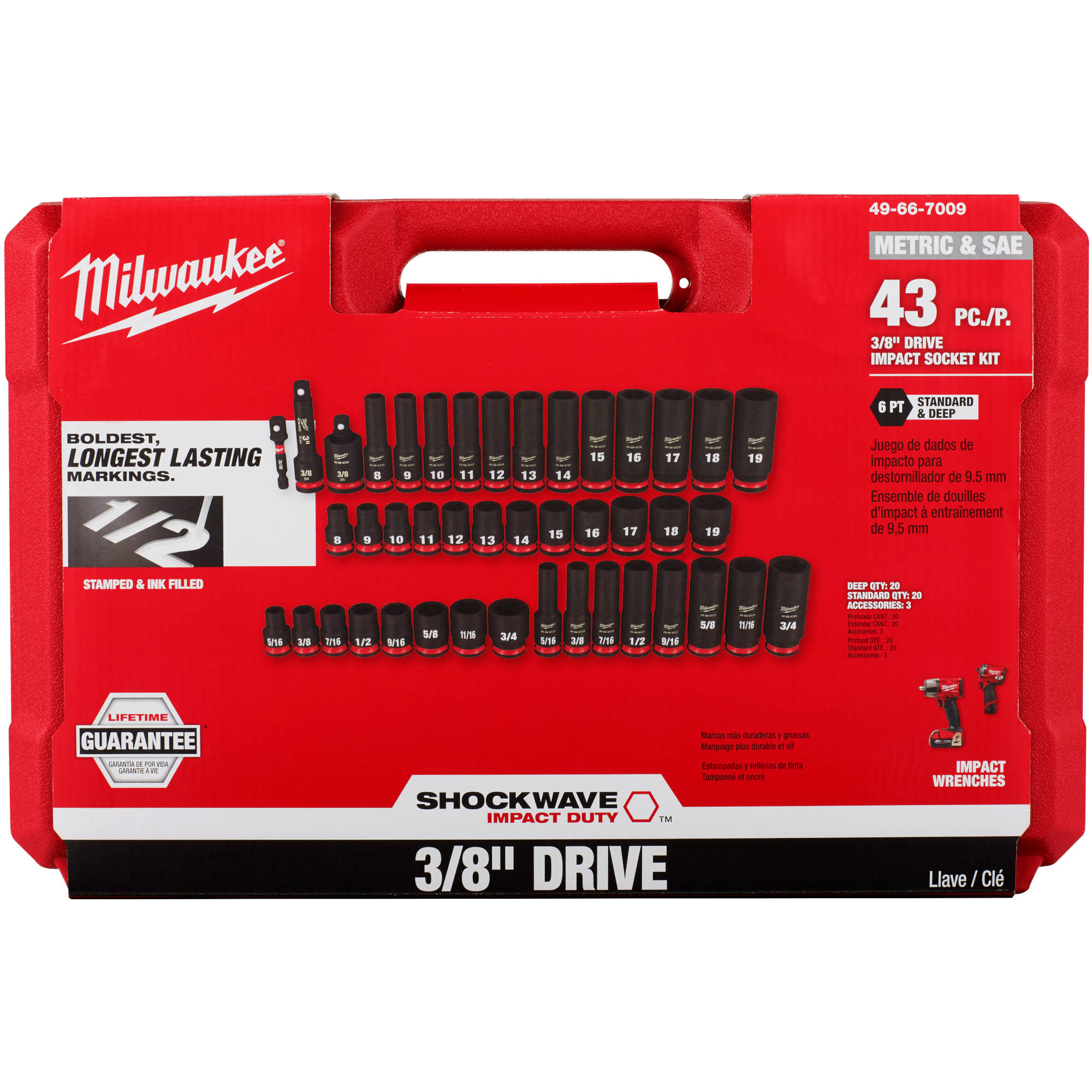 Milwaukee 49-66-7009 43pc Shockwave Impact Duty 3/8