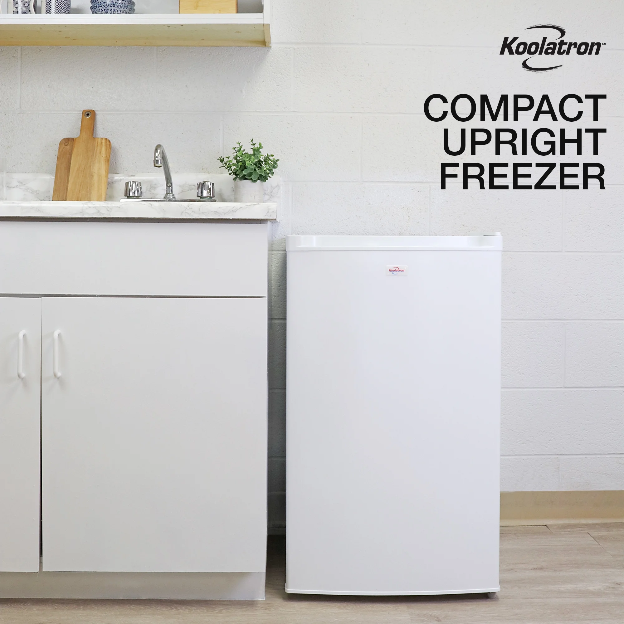 Koolatron 3.1 cu ft Upright Freezer, 88 L Mini Freezer, White, Manual Defrost, Compact Design