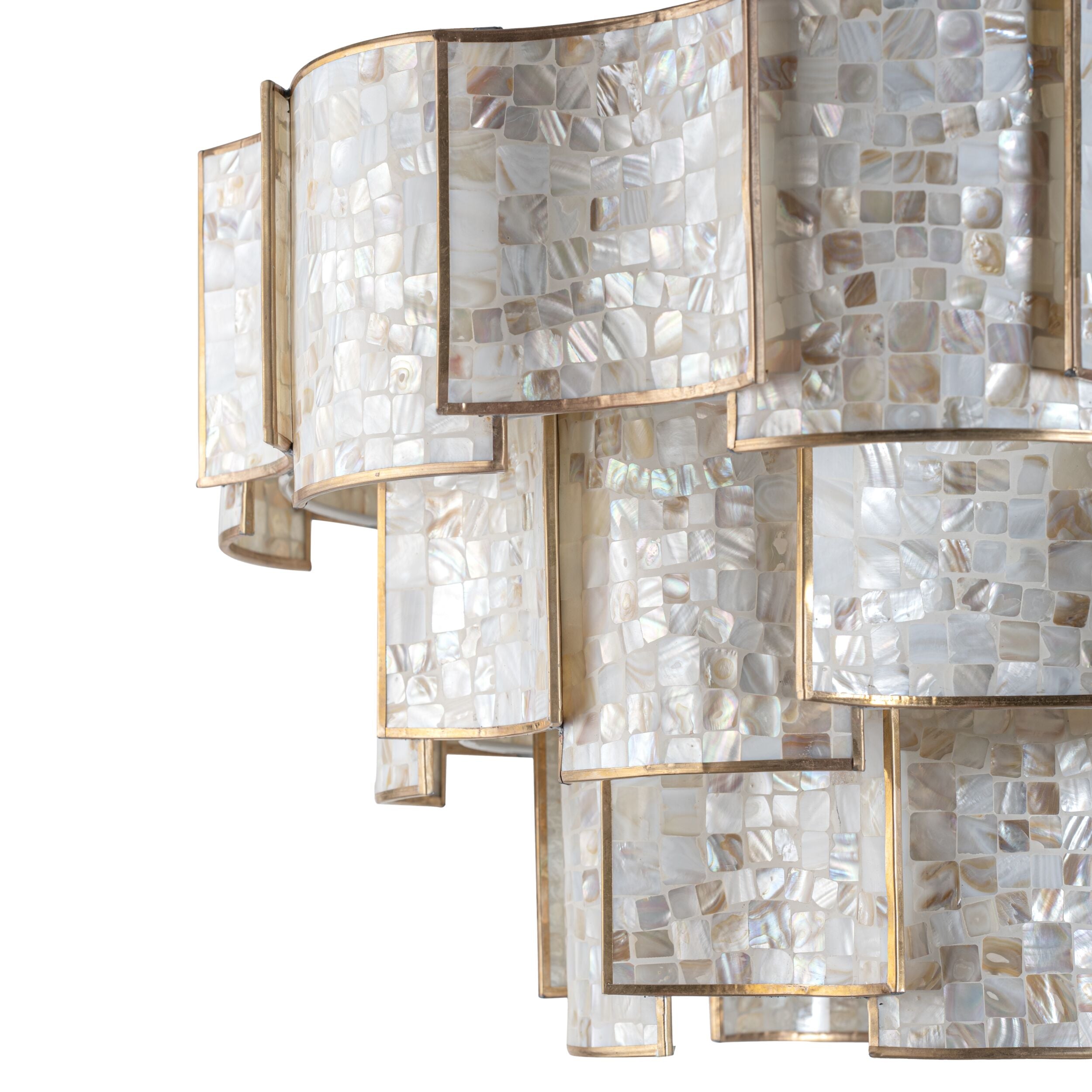 Seafoam 3 Tier Mother of Pearl Chandelier 77x45cm
