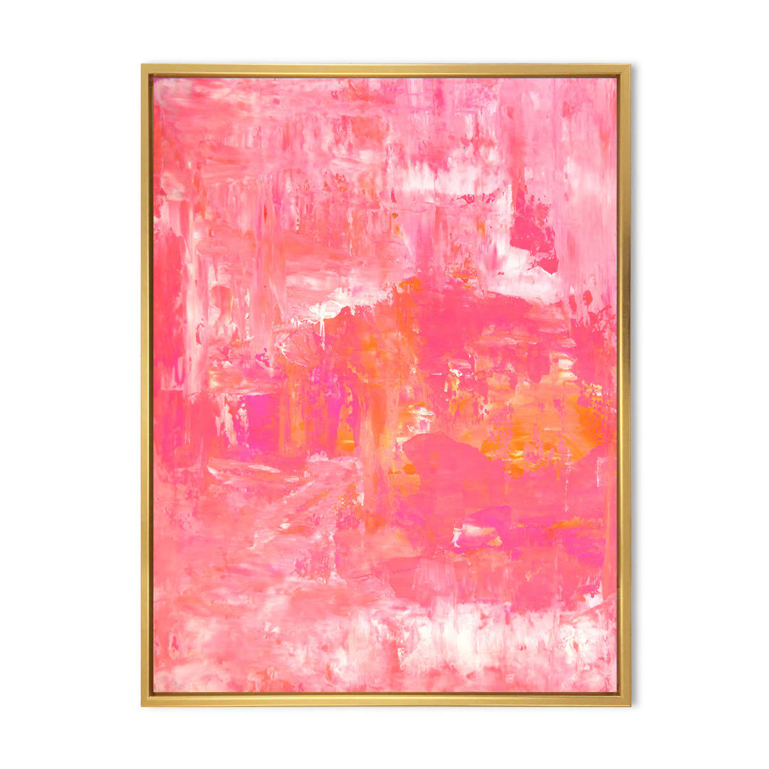 Orange and Pink Abstract Art Colorfields - Modern & Contemporary Canvas Wall Decor Wrought Studio Size: 12