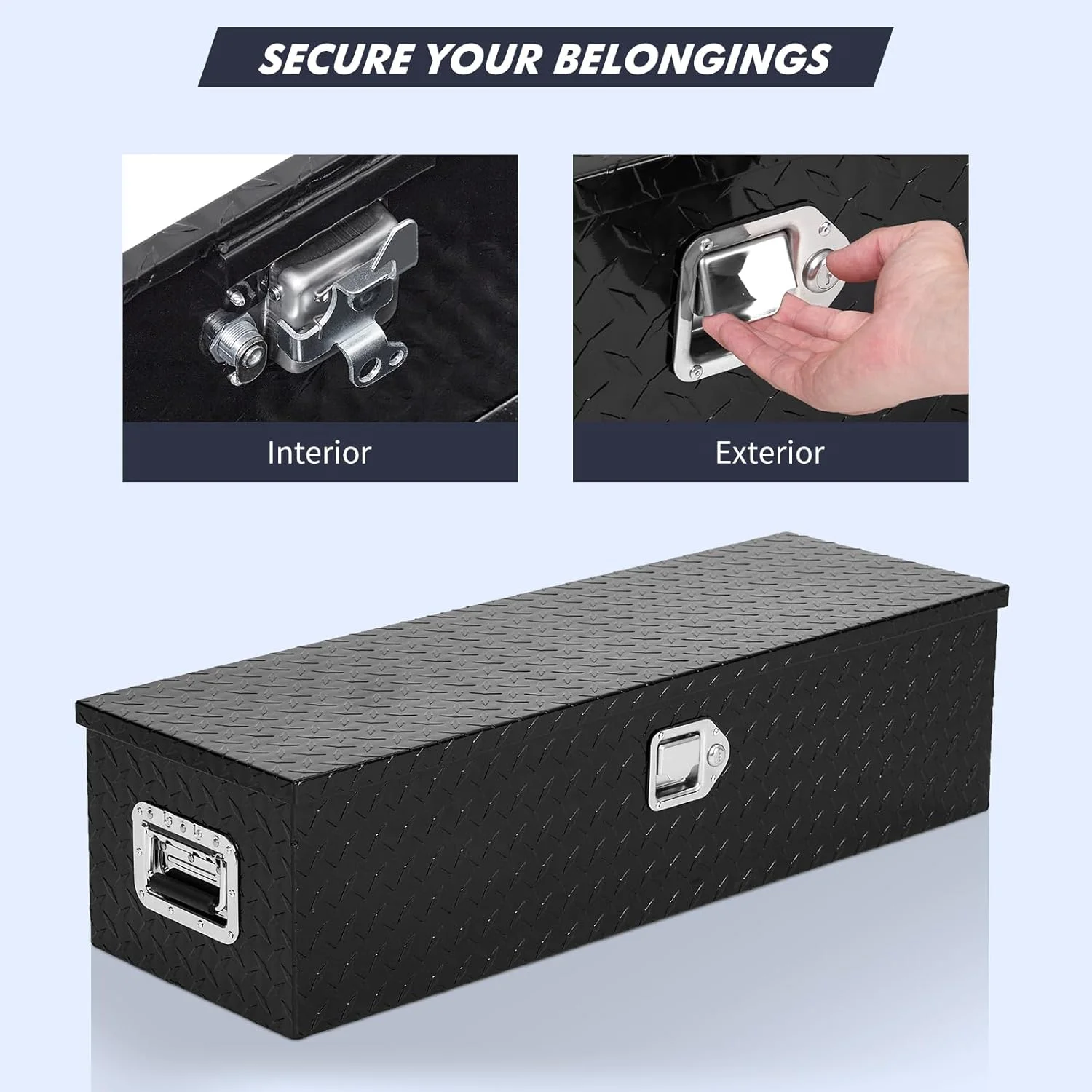 48" Aluminum Truck Tool Box for Pickup Truck Bed RV Toolbox, Heavy Duty Tool Storage Box, Waterproof Storage Organizer Chest with Handle and Lock, 48"x15"x15"(Silver) - Image 10