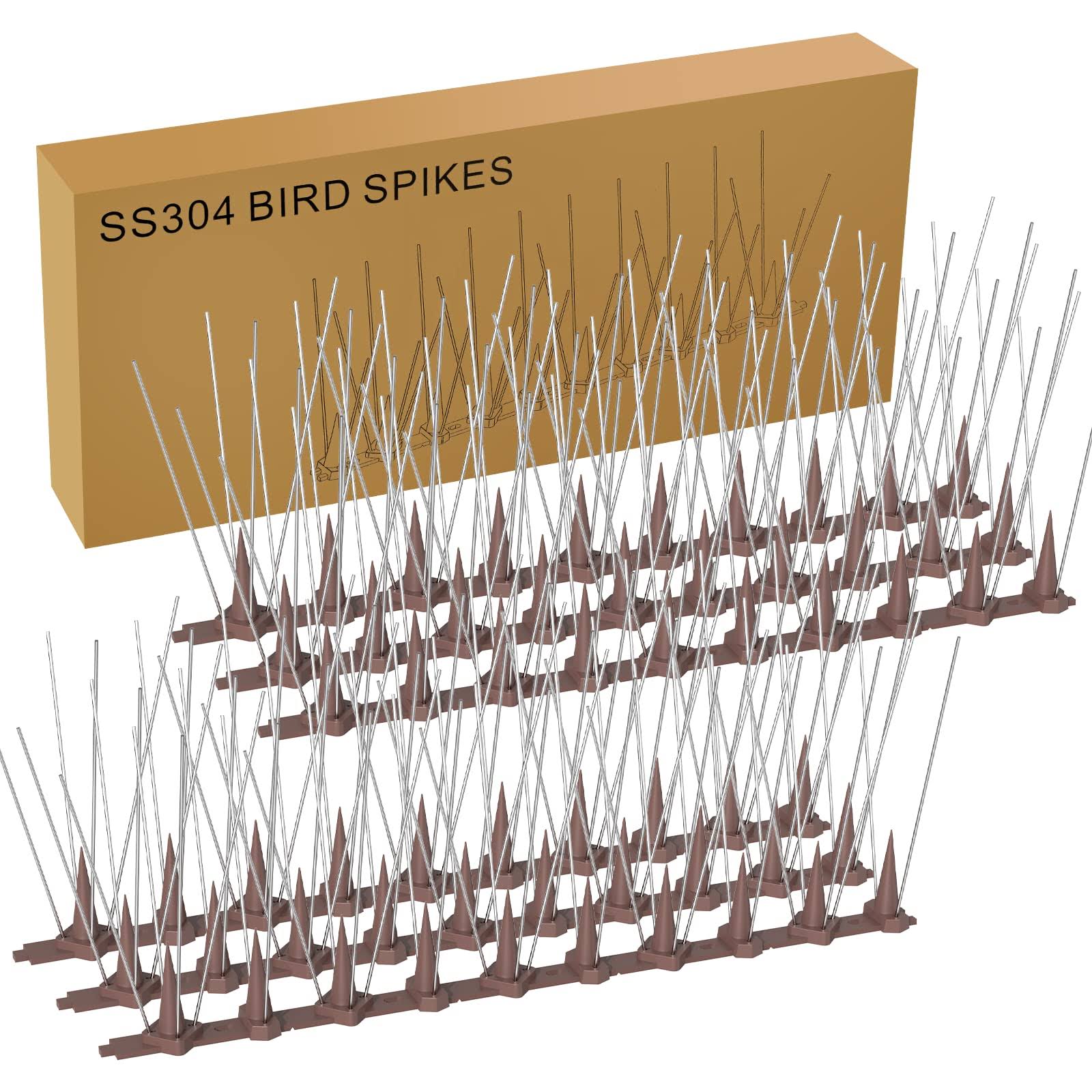 Bird Spikes,16 Pack Stainless Steel Bird Spikes, Bird Repellent Devices Outdoor, Bird Deterrent Spikes for Pigeons and Other Animals, for Garden