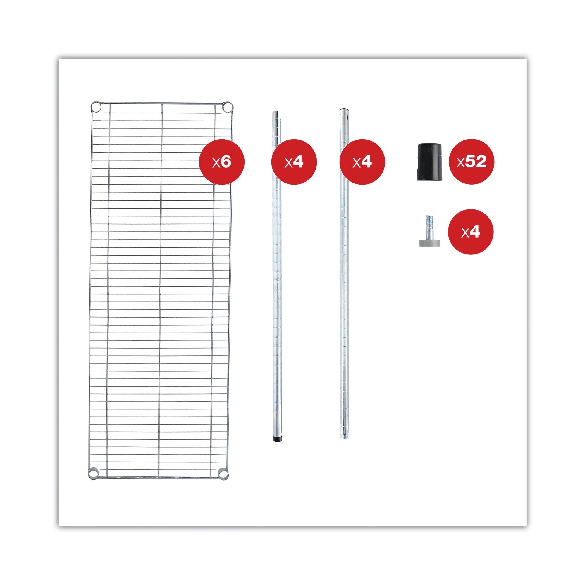 Alera NSF Certified 6 - Shelf Wire Shelving Kit, 48w x 18d x 72h, Silver