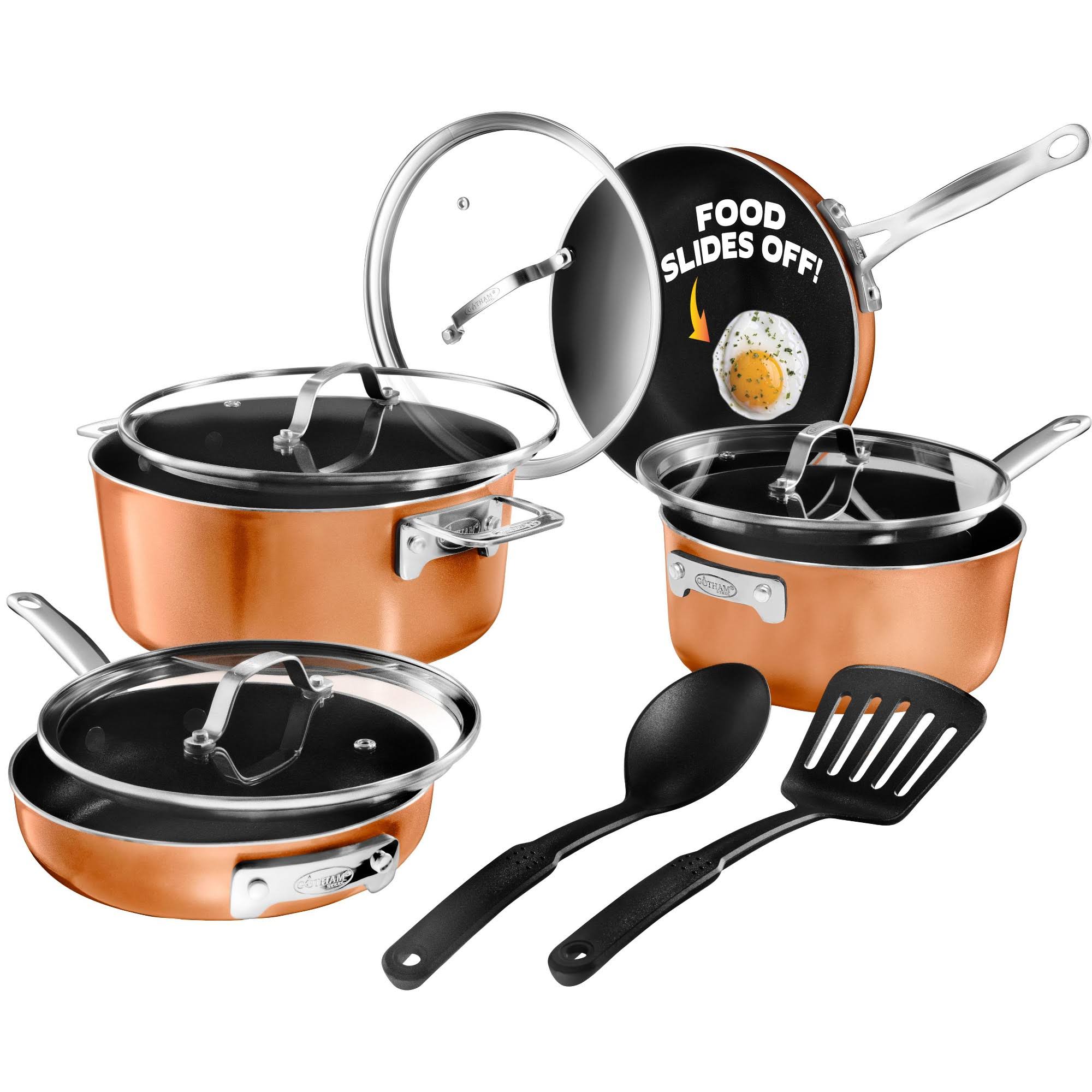 Gotham Steel Stackmaster 10 Piece Non-Stick Cookware Set, Copper