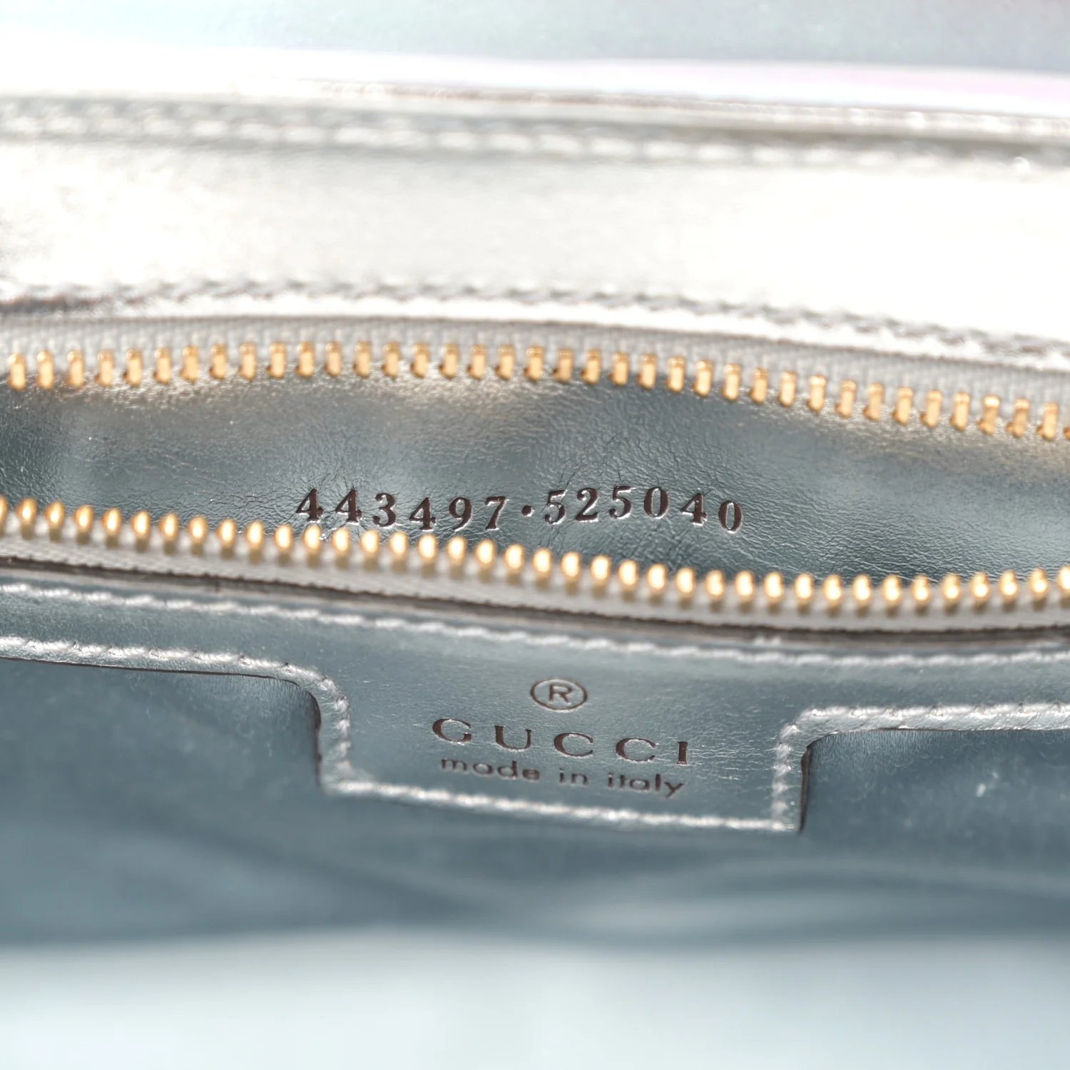 Iridescent Nappa Chevron Matelasse Small GG Marmont Shoulder Bag Iridescent Snow Light Blue