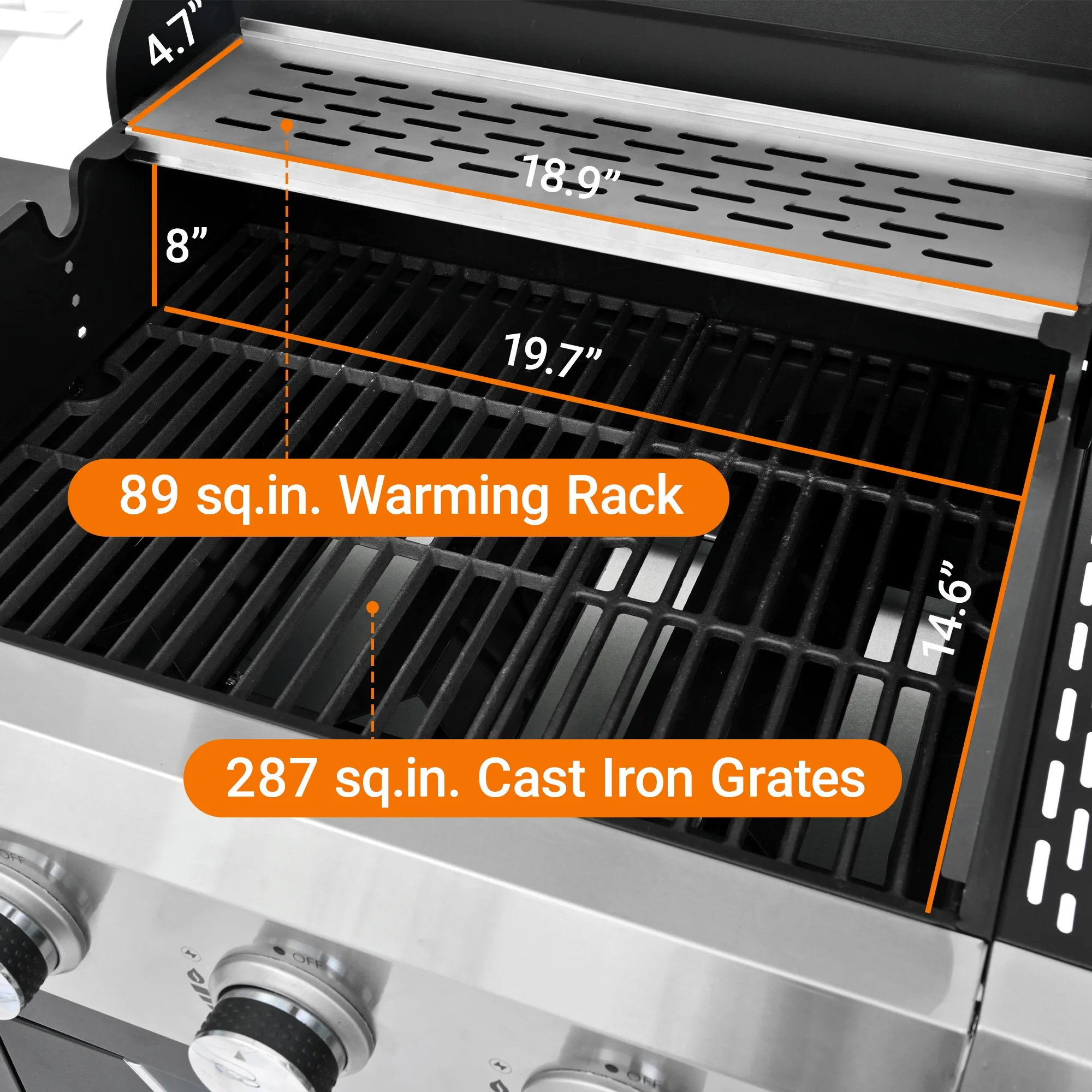 40,500 BTU Propane Gas Grill with Side Burner, Stainless Steel 3 Burner Barbecue Grill Portable on Wheels, with Bottle Opener, for Camping Patio Outdoor Cooking(40500) - Image 8
