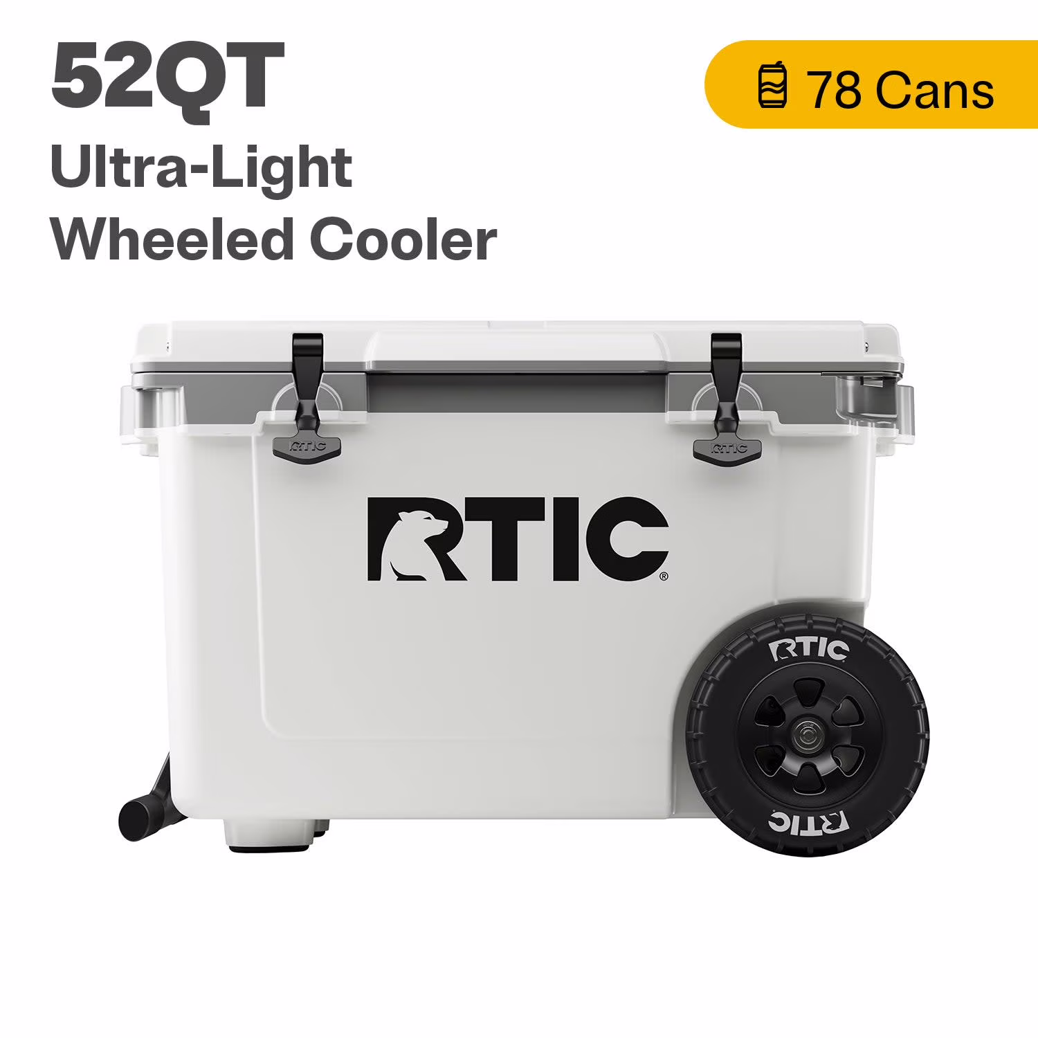 52 QT Ultra-Light Wheeled Hard-Sided Ice Chest Cooler, Fits 78 Cans, White Grey(White Grey)