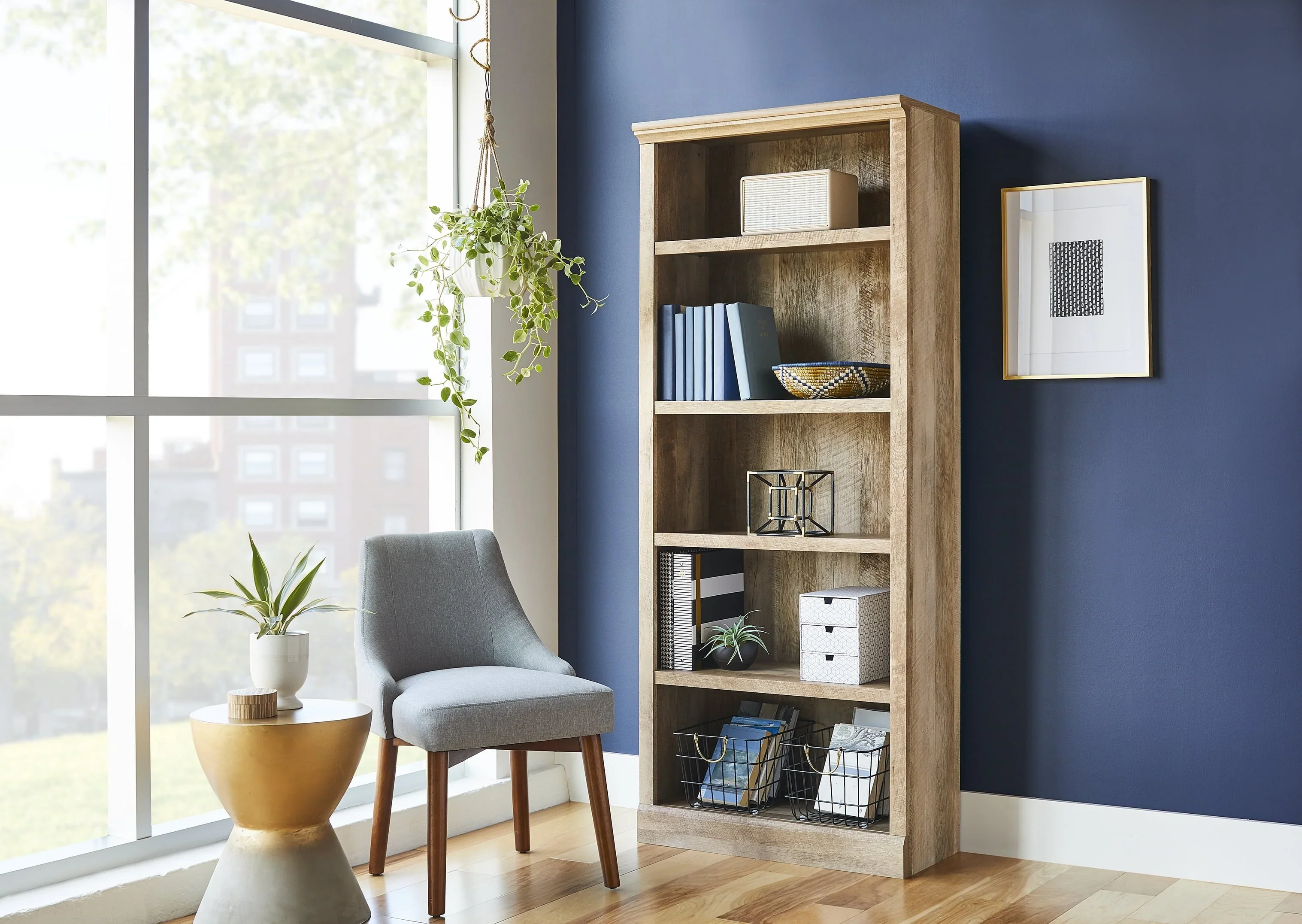 Better Homes & Gardens 71 Crossmill 5-Shelf Bookcase, Weathered Finish