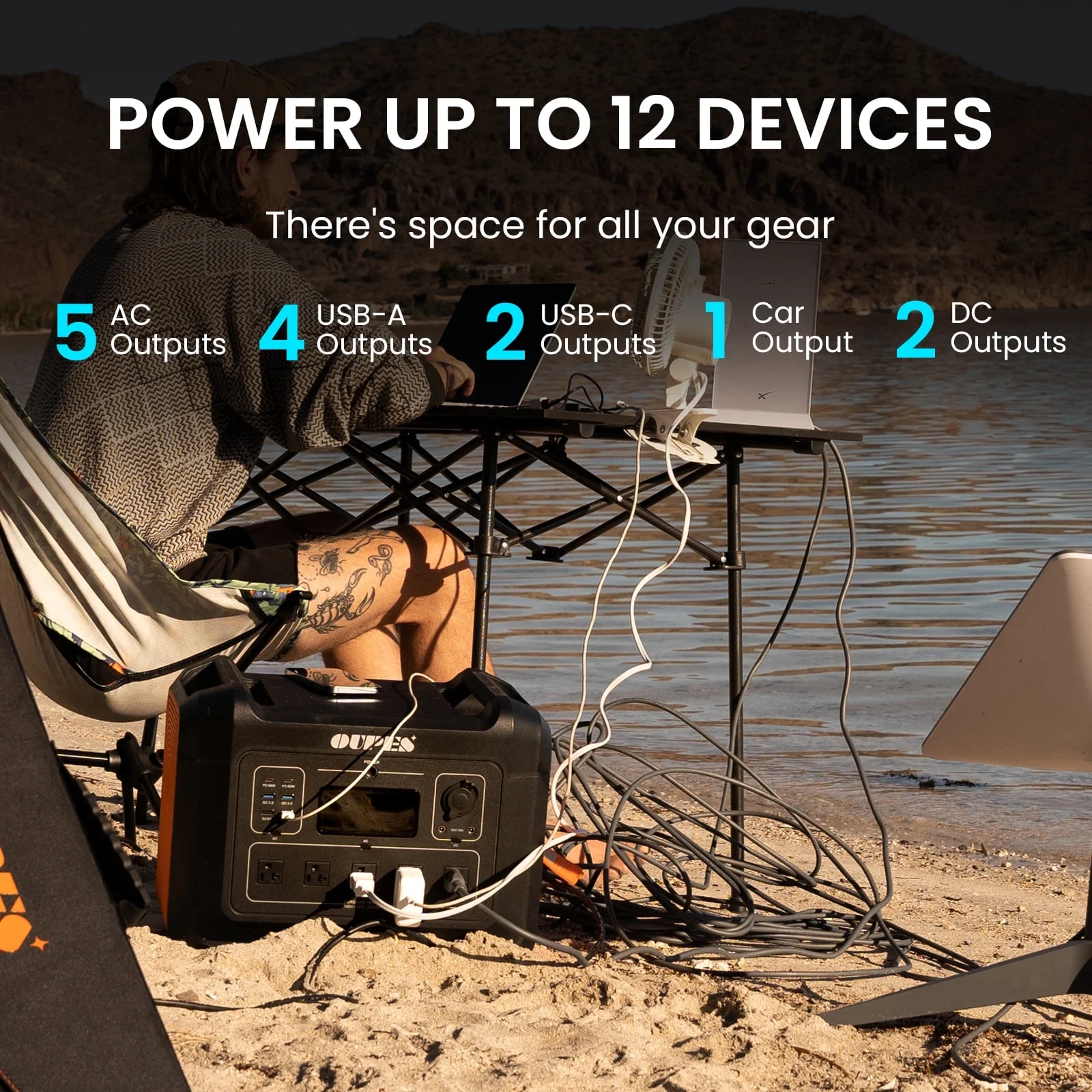2400W 2232Wh Portable Power Station with 4x240W Solar Panel,Solar Generator for Outdoor Camping,Home Backup,Emergency,RV( 2400+960W Panel) - Image 4