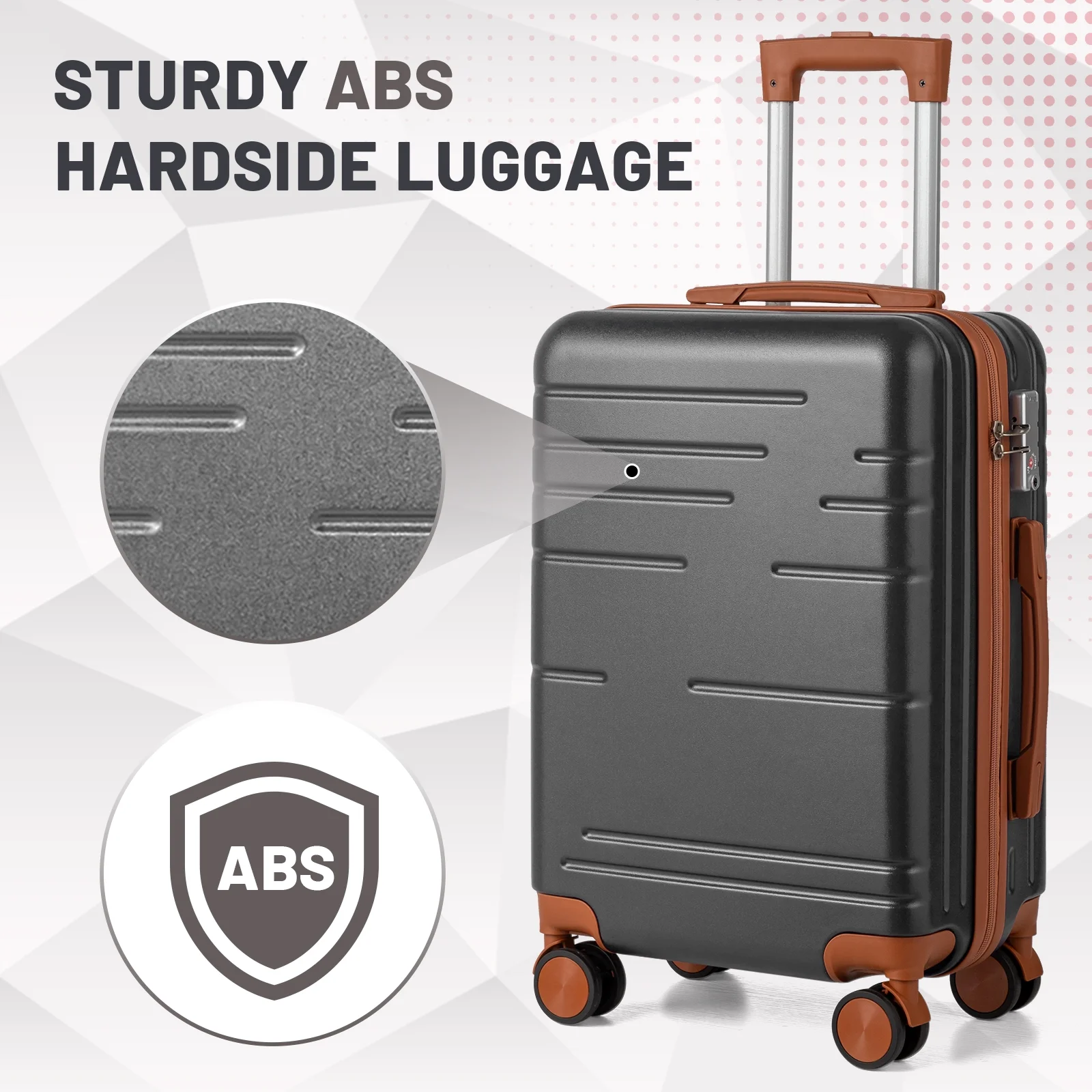 Zimtown Luggage 3 Piece Set Suitcase ABS Hardside Lightweight with TSA Lock Spinner Wheels, Beige