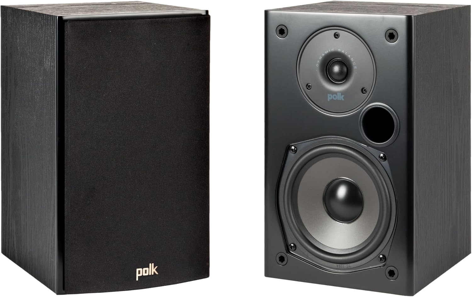 Polk Audio T15 Home Theater and Stereo Bookshelf Speakers – Deep Bass Response  Dolby and DTS Surround  Wall-Mountable  Pair  Black