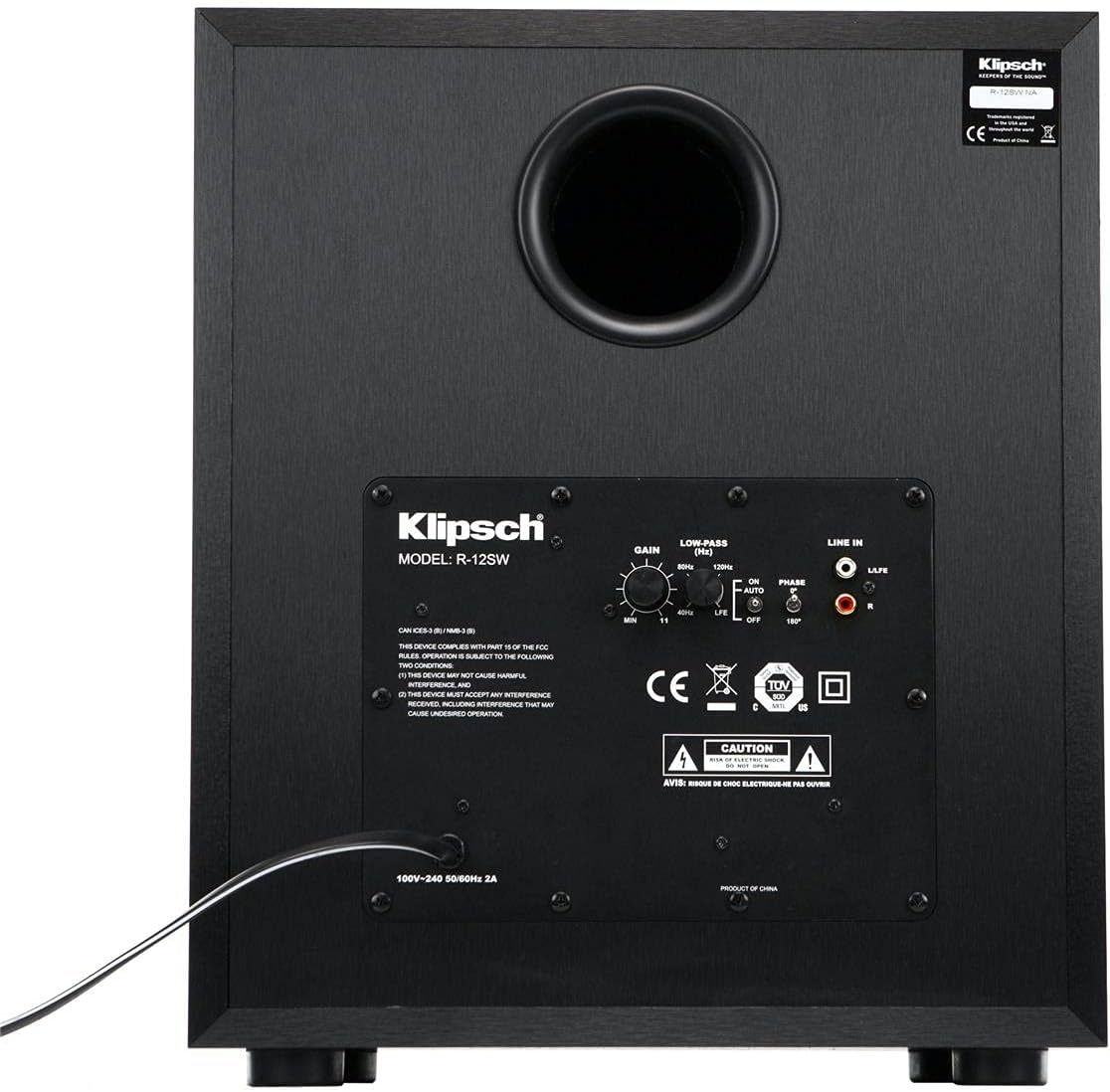 Klipsch R-12SW Powerful Deep Bass Front Firing 12