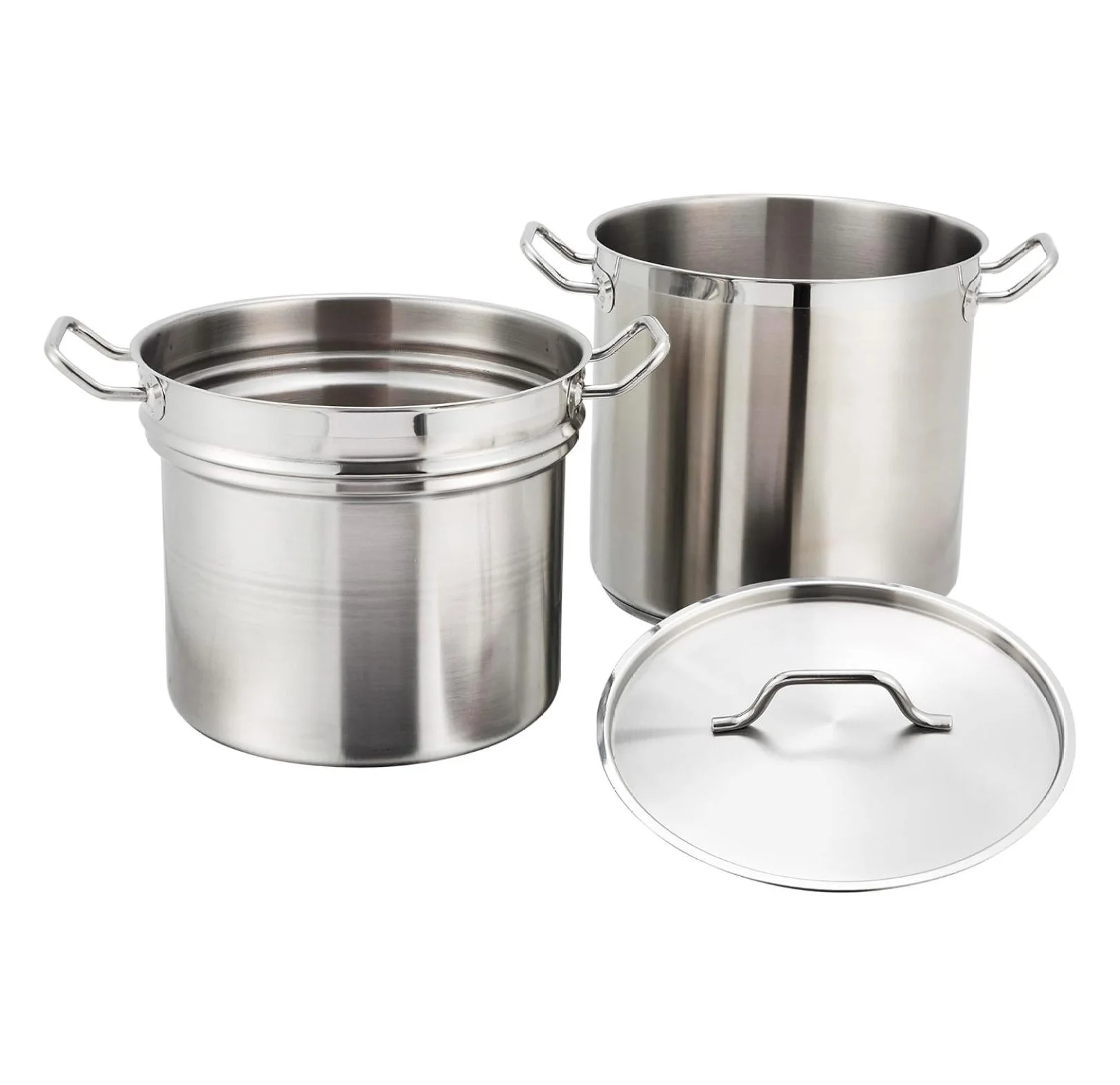 Winware Stainless Steel 8 Quart Double Boiler with Lid - Heavy Duty Encapsulated Bottom - Commercial Grade - Professional Cookware for Melting Chocolate, Sauces & More
