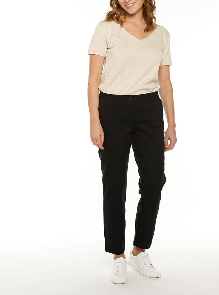 Pantalon chino femme en coton noir
