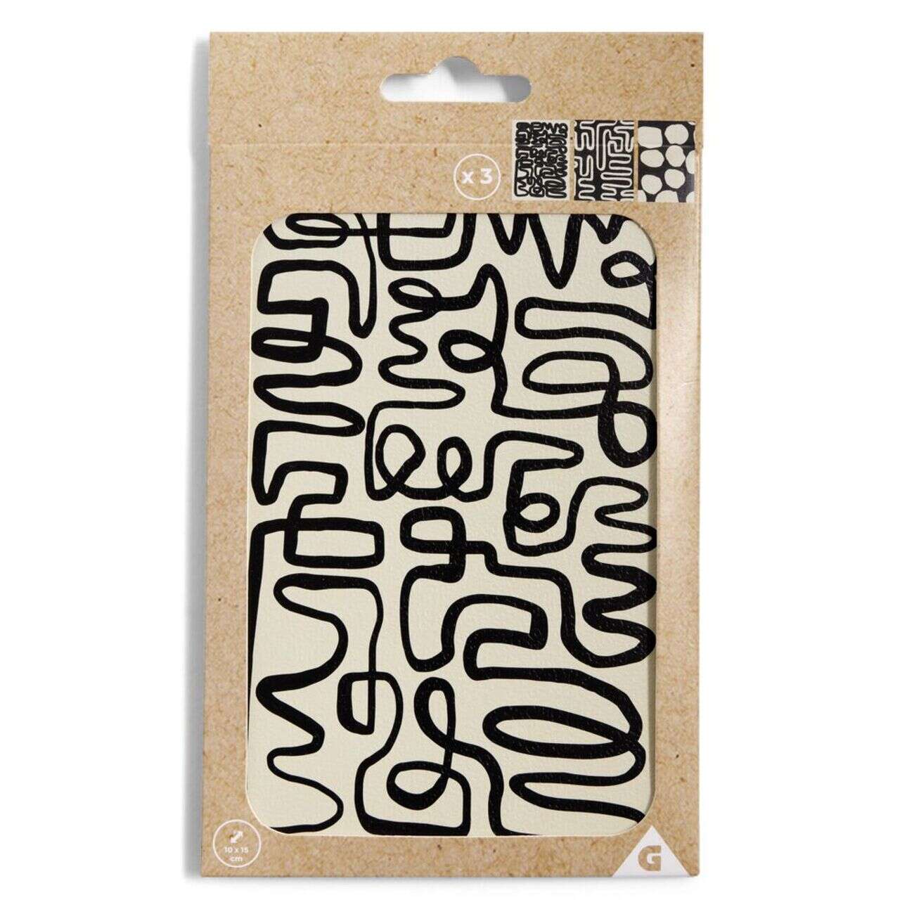 Lot de 3 affiches style abstrait papier noir et beige 10x15cm