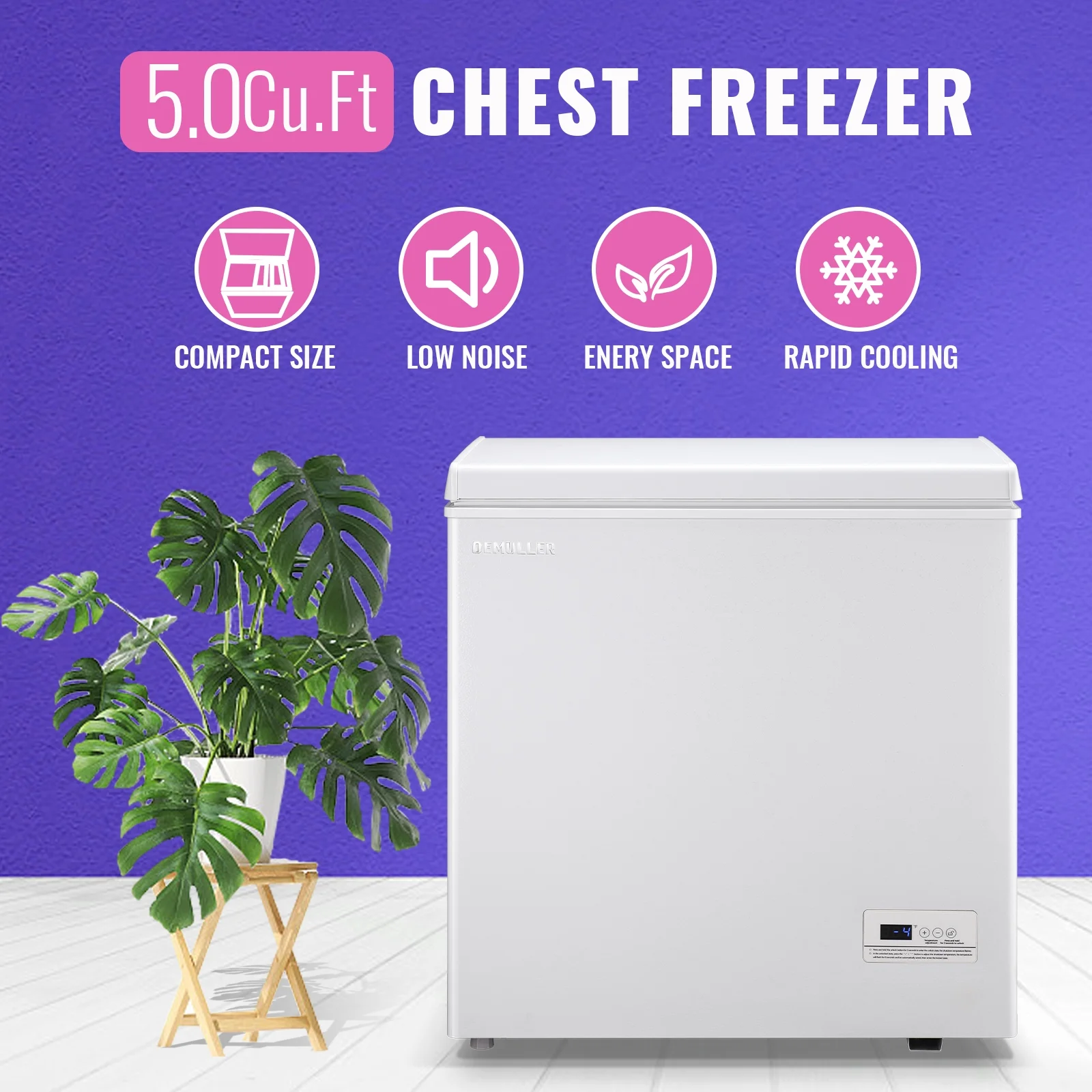 Chest Freezer 5.0 Cu. ft Deep Freezer with Two Hanging Baskets Top Open Door Freezer White(White) - Image 6