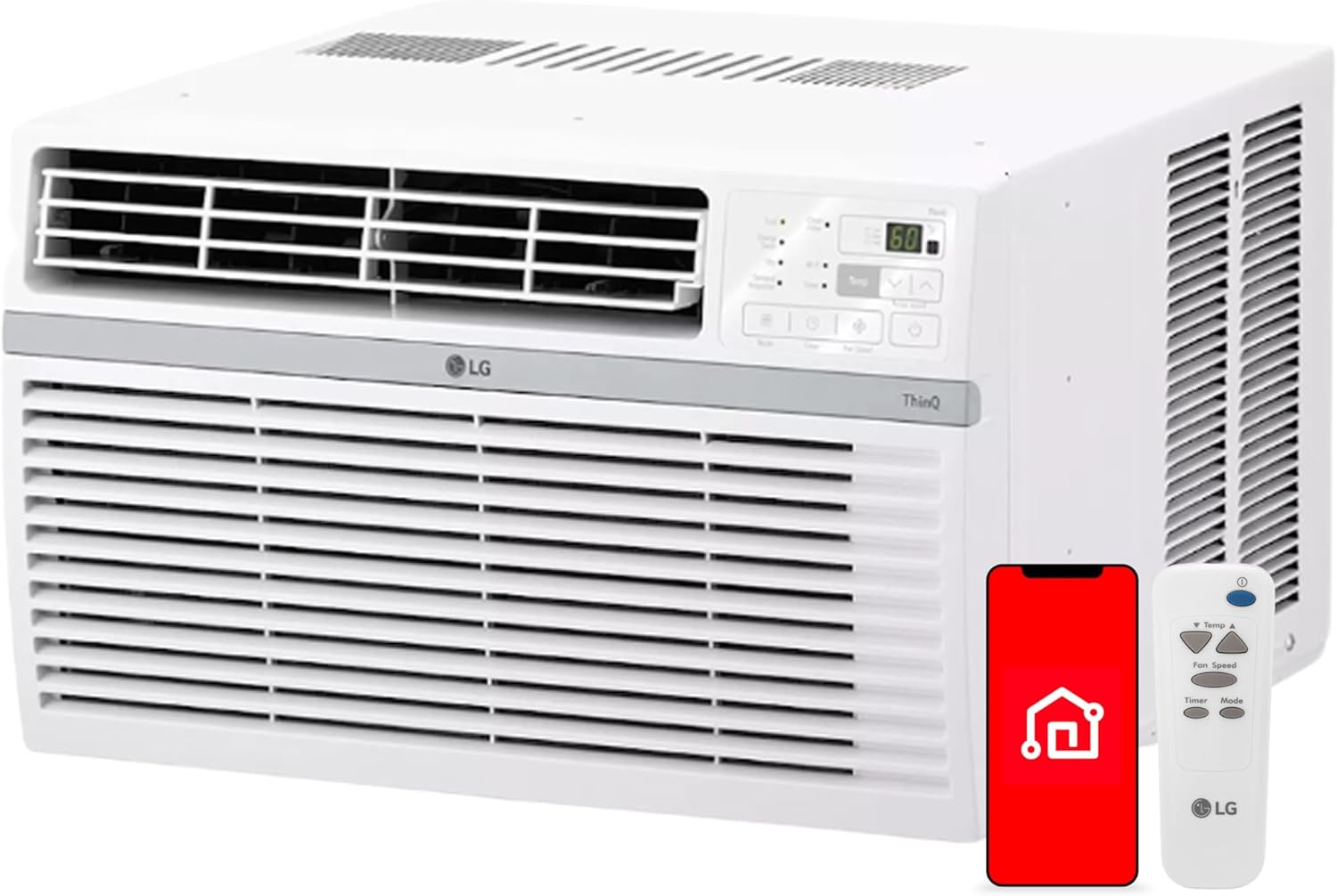 LG LW1024RSMX Window Conditioner, Wi-Fi Enabled w/Remote, 450 Sq.Ft, 4-Way Air Deflection, 3 Cooling and Fan Speeds, 115V, 10,000 BTU, White