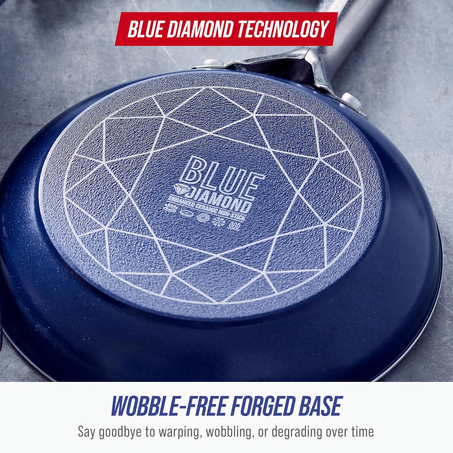 Blue Diamond 14 Piece Cookware Set, Diamond Infused PFAS & PFOA-Free Ceramic Nonstick Pots and Pans, Durable, Non-Toxic, Metal Utensil Safe & Scratch Resistant, Dishwasher & Oven Safe, Blue