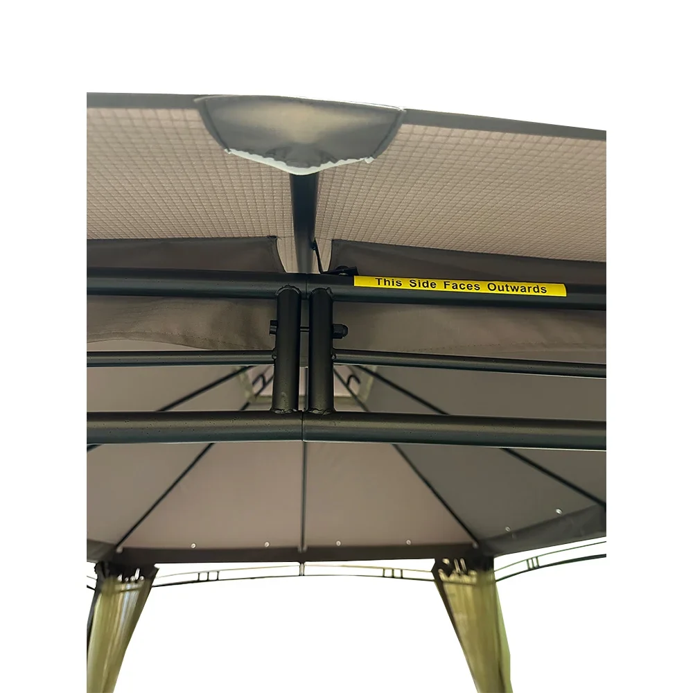 Garden Winds Custom Fit Replacement Canopy Top Cover and Netting Set Compatible with Backyard Creations 184DGZ1-PU-25 13' x 10' Roof Style Gazebo - Upgraded RipLock 350 Fabric - Slate Gray