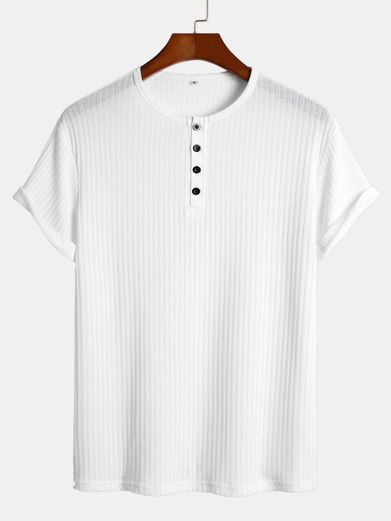 T-shirt Henley côtelé moulant
