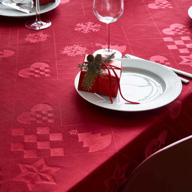 Natale juleduk i damask 150x220 cm rød