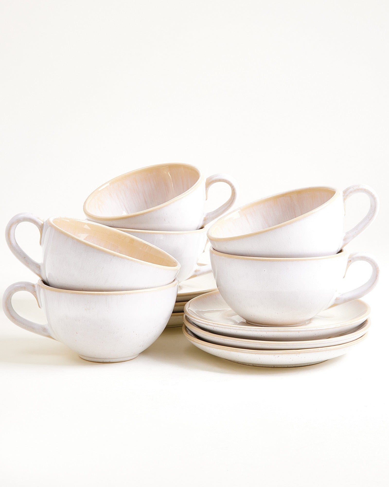 AREIA - LARGE TEA MUG & SAUCER CLASSIC SAND SET OF 6