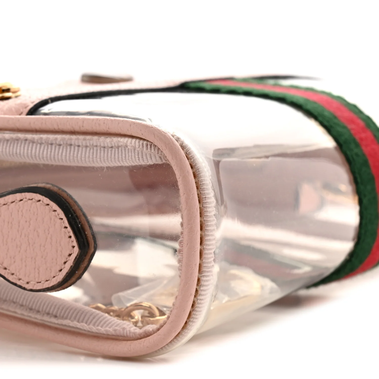 Vinyl Web Mini Ophidia Transparent Shoulder Bag Perfect Pink