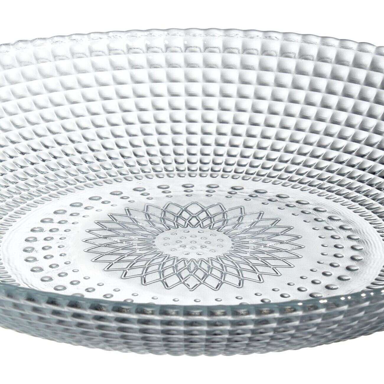 Assiette creuse ronde effet relief blanc transparent Ø21 cm