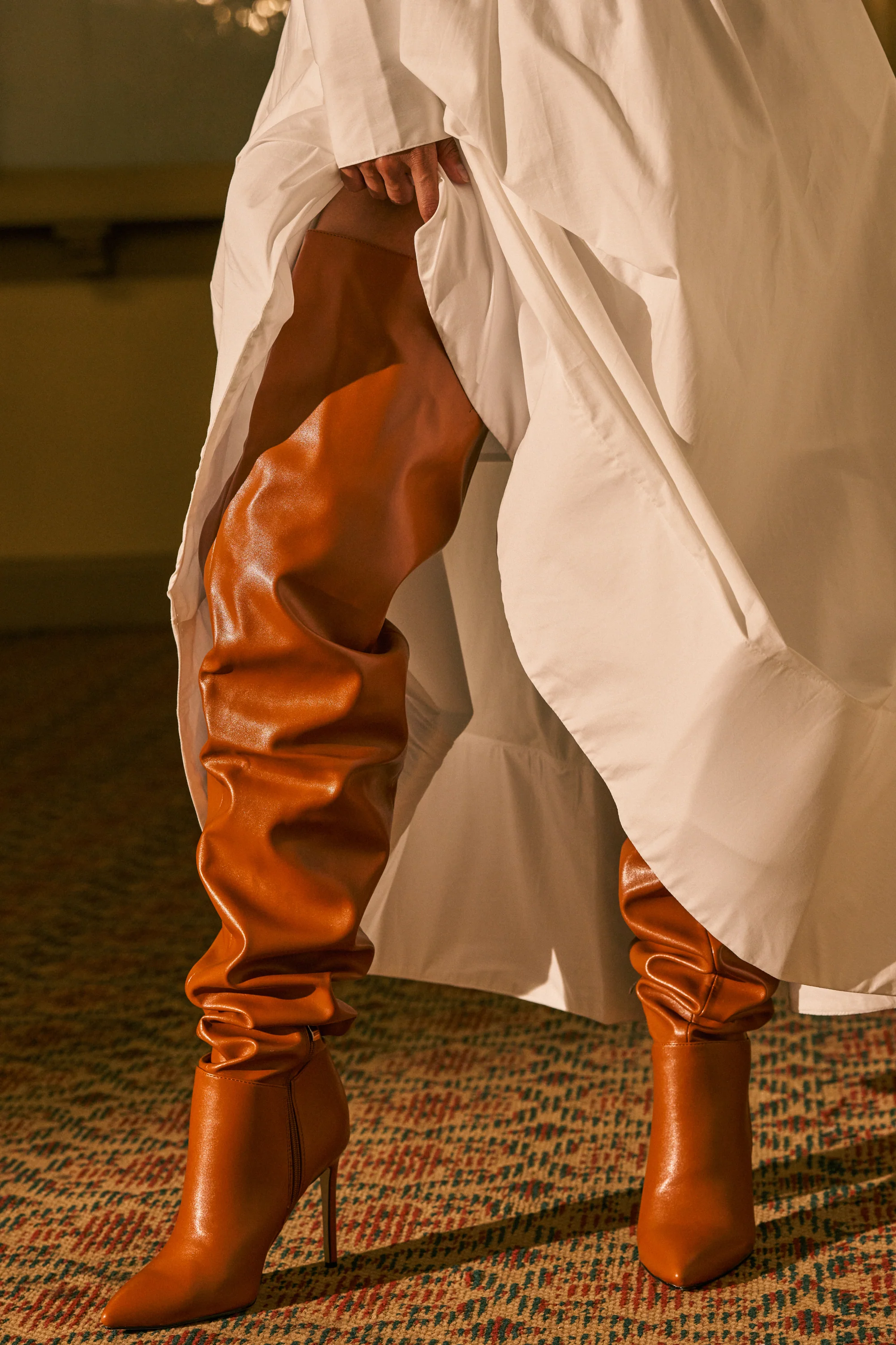 AZALEA WANG BOMBSHELL RUST STILETTO THIGH HIGH BOOT - Akira Store