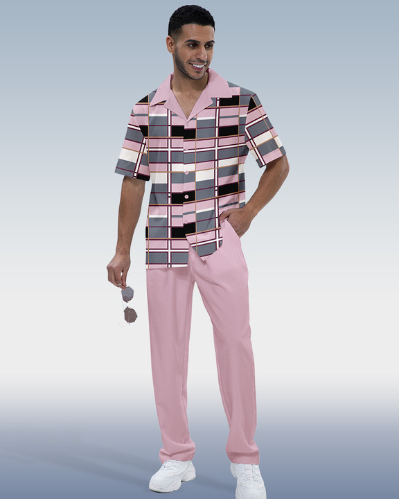 Ensemble de marche Suitmens pour homme, chemise violette à manches courtes carrées, modèle 310
