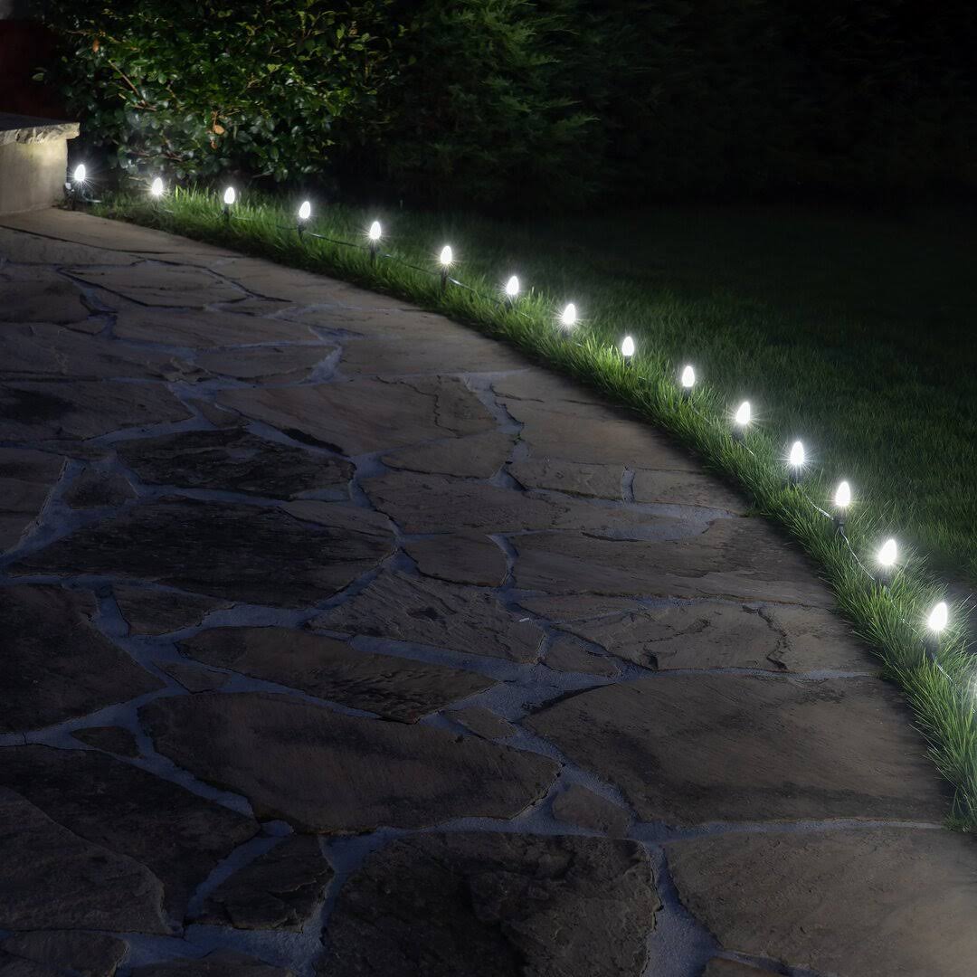 C7 Cool White OptiCore Christmas LED Pathway Lights, 25 Lights, 4.5 in