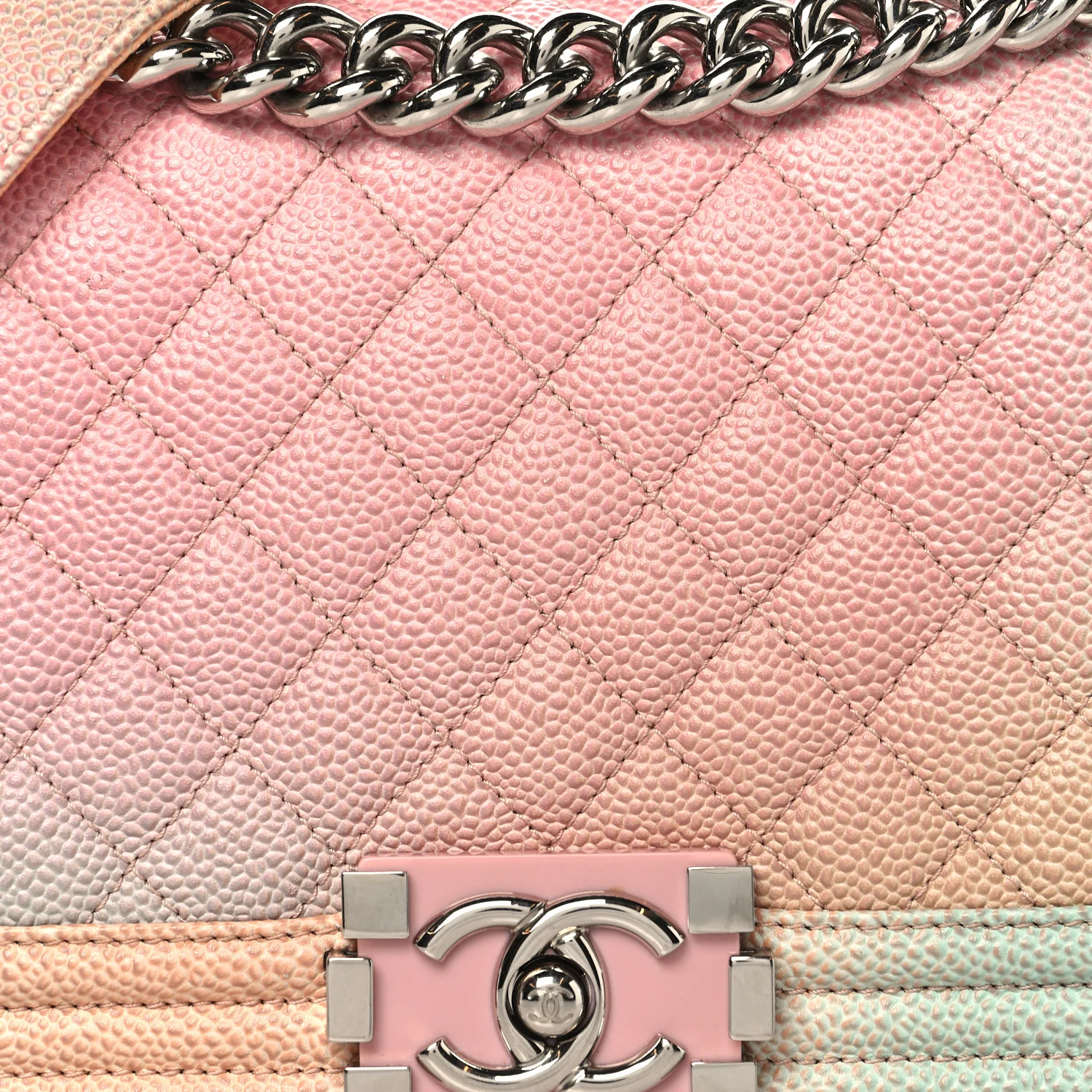Caviar Quilted Medium Cuba Rainbow Boy Flap Pink Multicolor