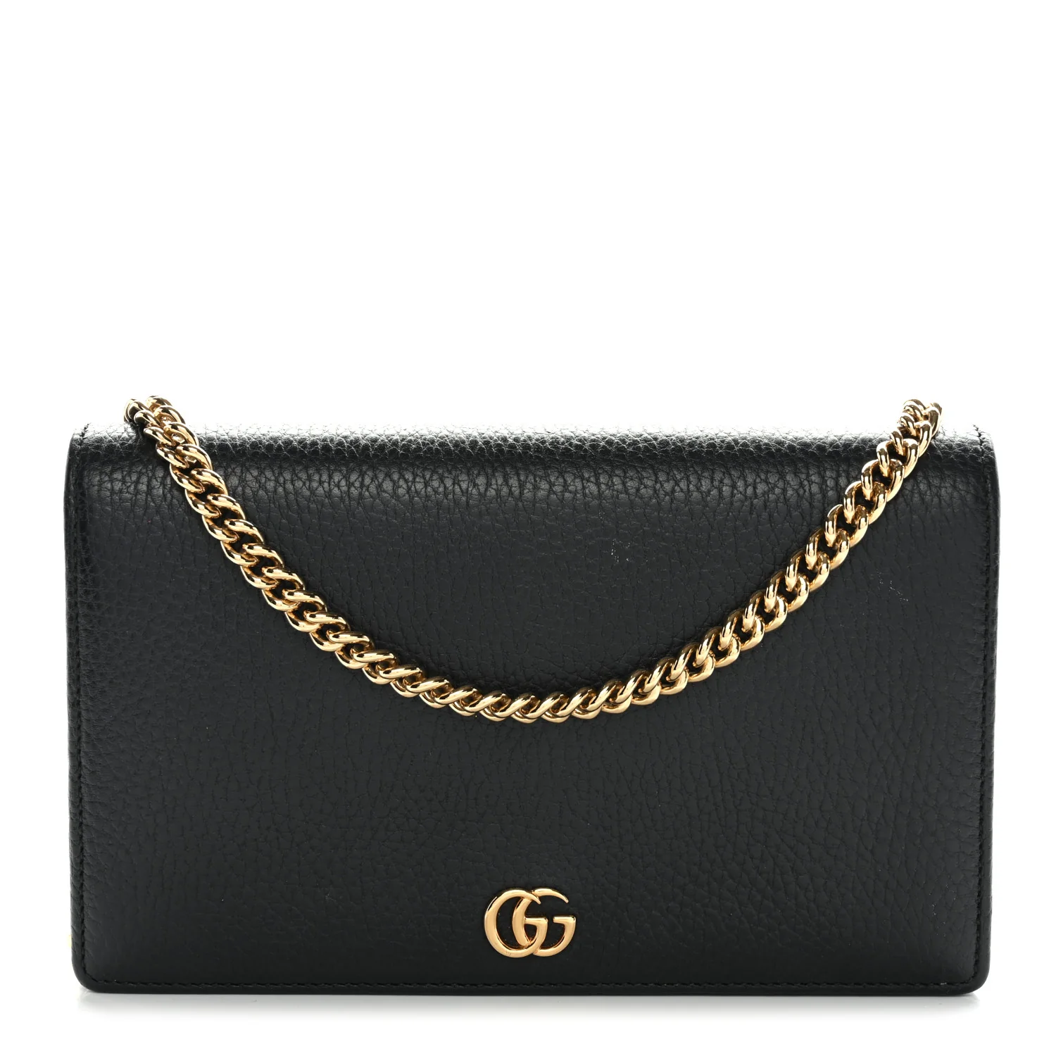 Calfskin Mini GG Marmont Chain Wallet Black