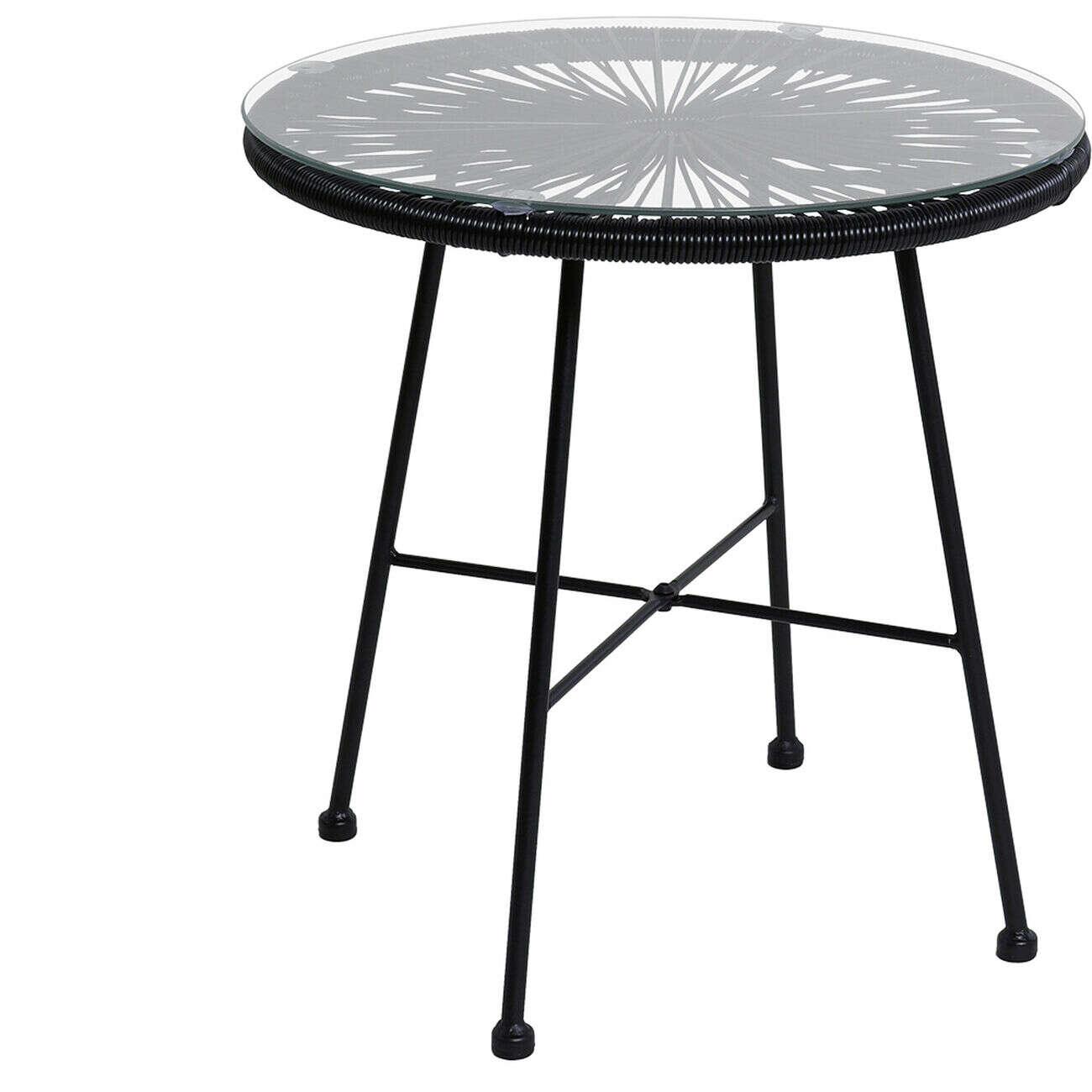 Table basse de jardin Urban ronde métal résine noir Ø50xH52cm