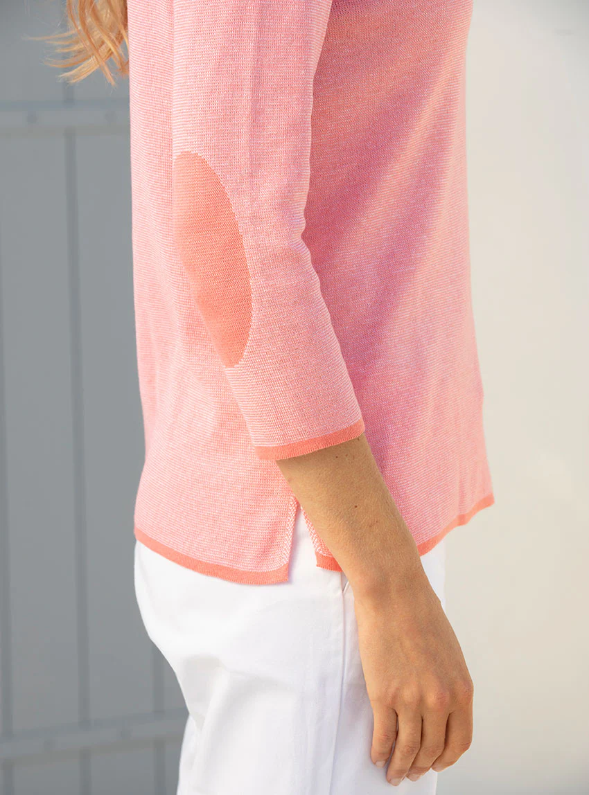 Pull femme col rond en coton rose