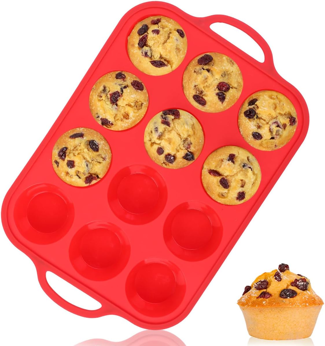 CAKETIME Silicone Muffin Pan Mini 24 Cups, 1 Pack Cupcake Pan, BPA Free