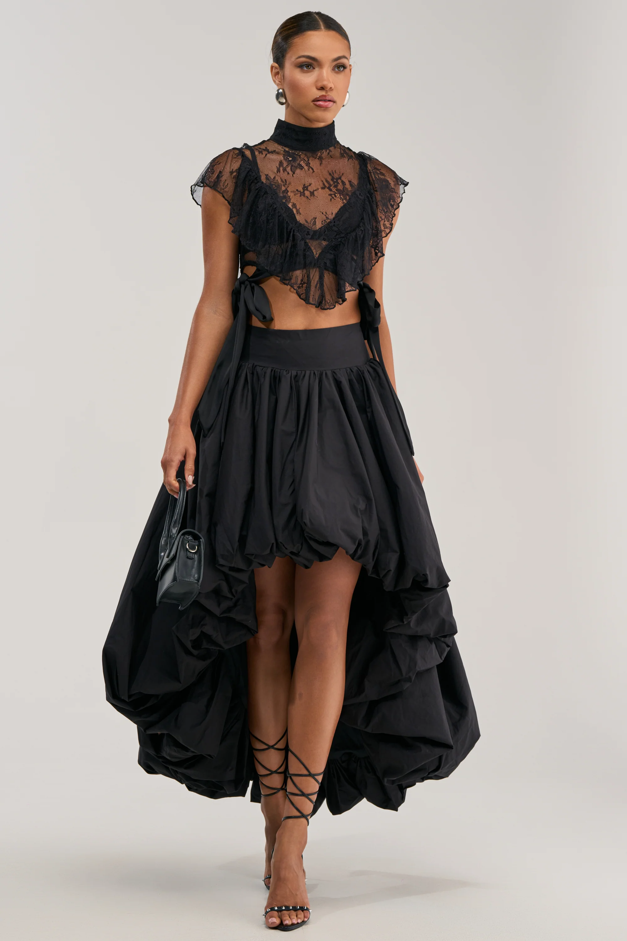 THE BIGGER THE BETTER HIGH LOW MAXI SKIRT IN BLACK - Akira Store