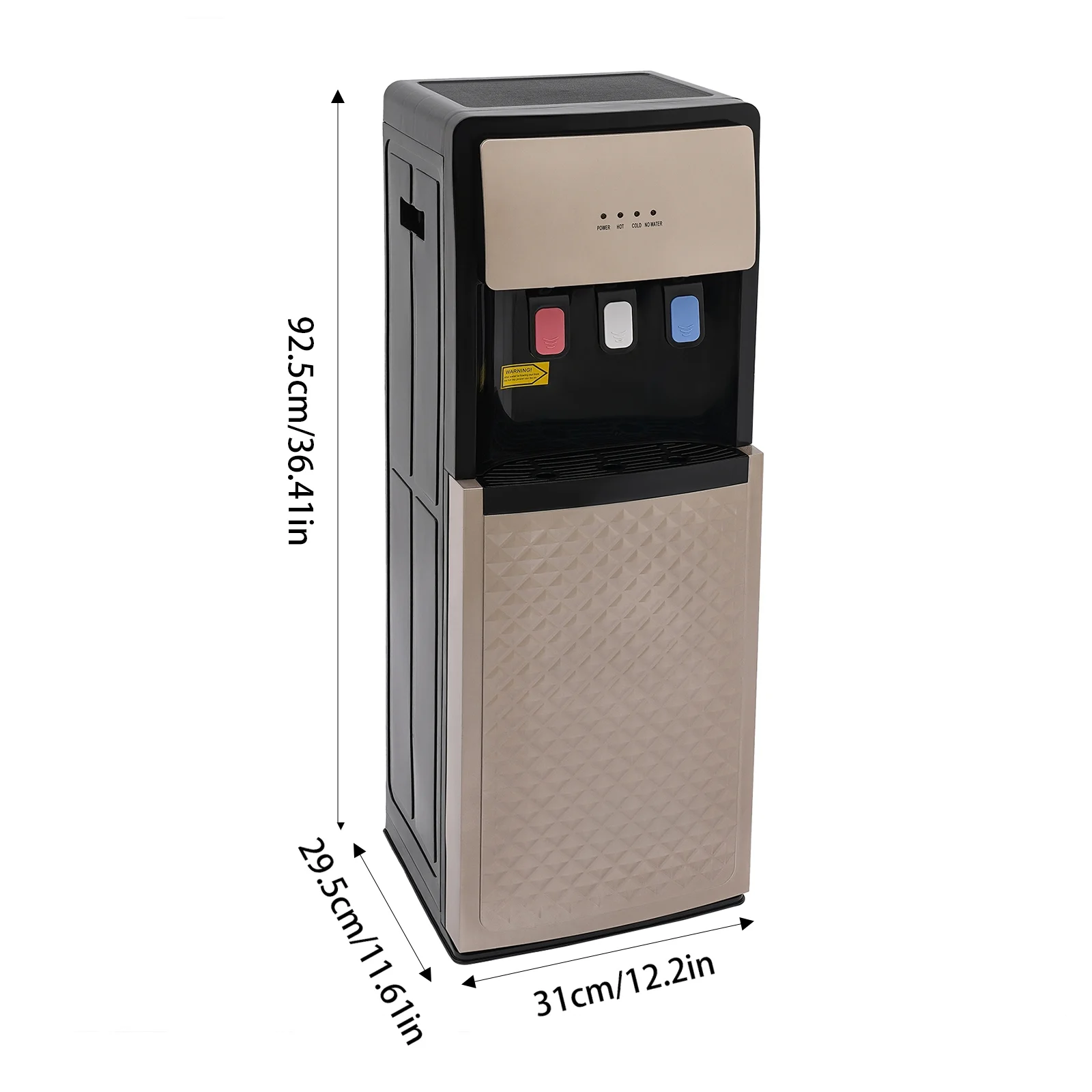 Champaign Gold Bottom Loading Water Dispenser Hot, Cold Room Temperature Water, 500W Heating, 90W Cooling, Safe User-Friendly Design for Home Office - Image 6