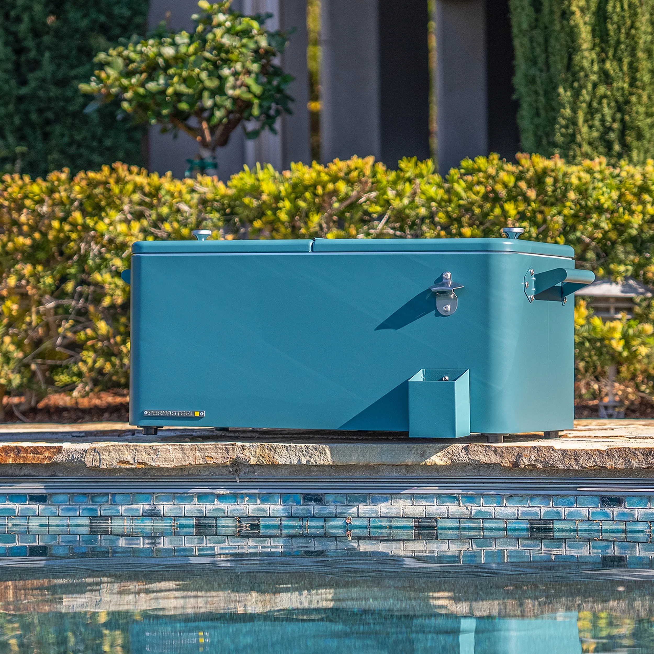 80-Qt Outdoor Steel Patio Cooler with Removable Basin, Rolling Cooler with Wheels, Teal Green(Teal Green) - Image 6